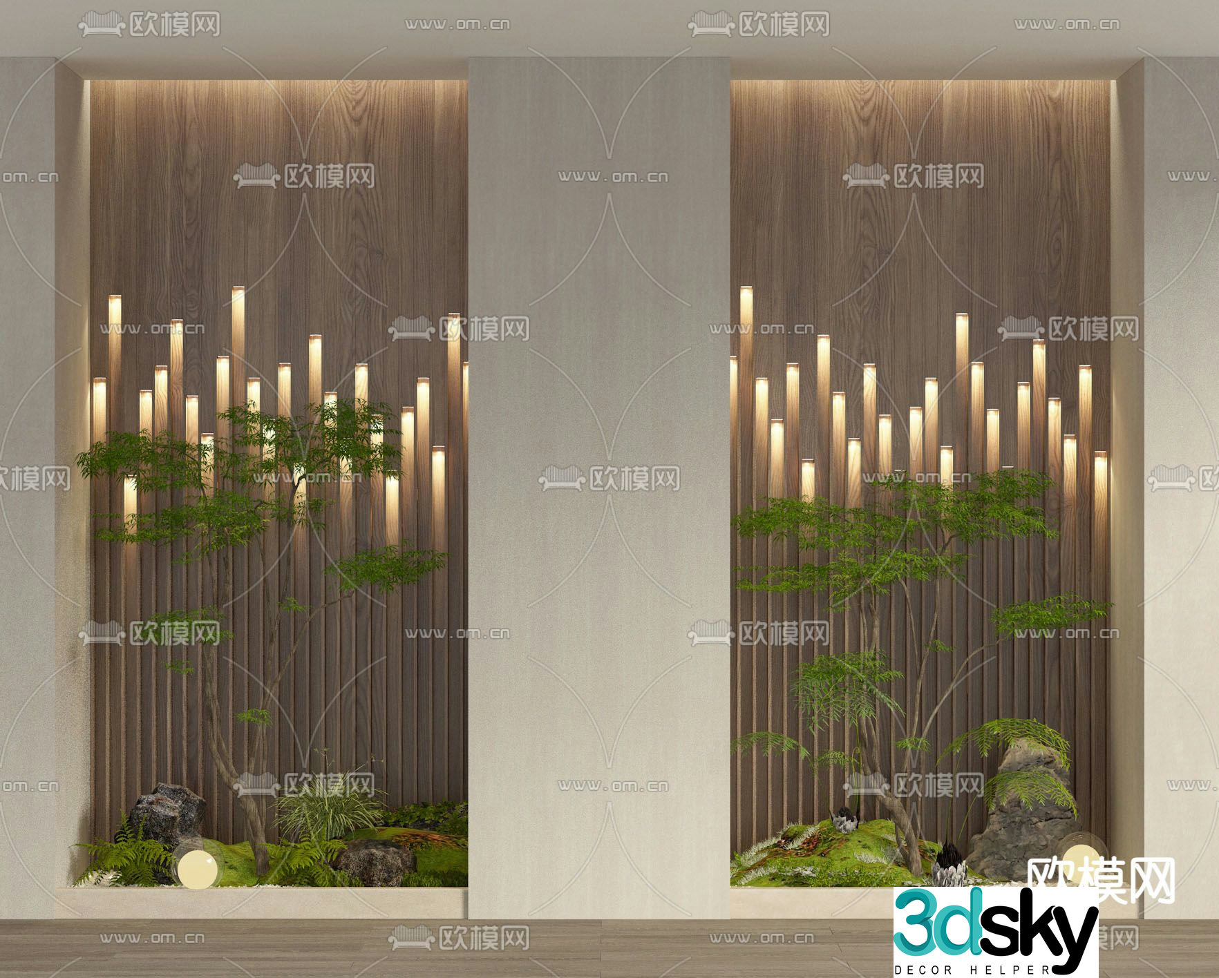 Indoor landscaping green plant landscape 3d model