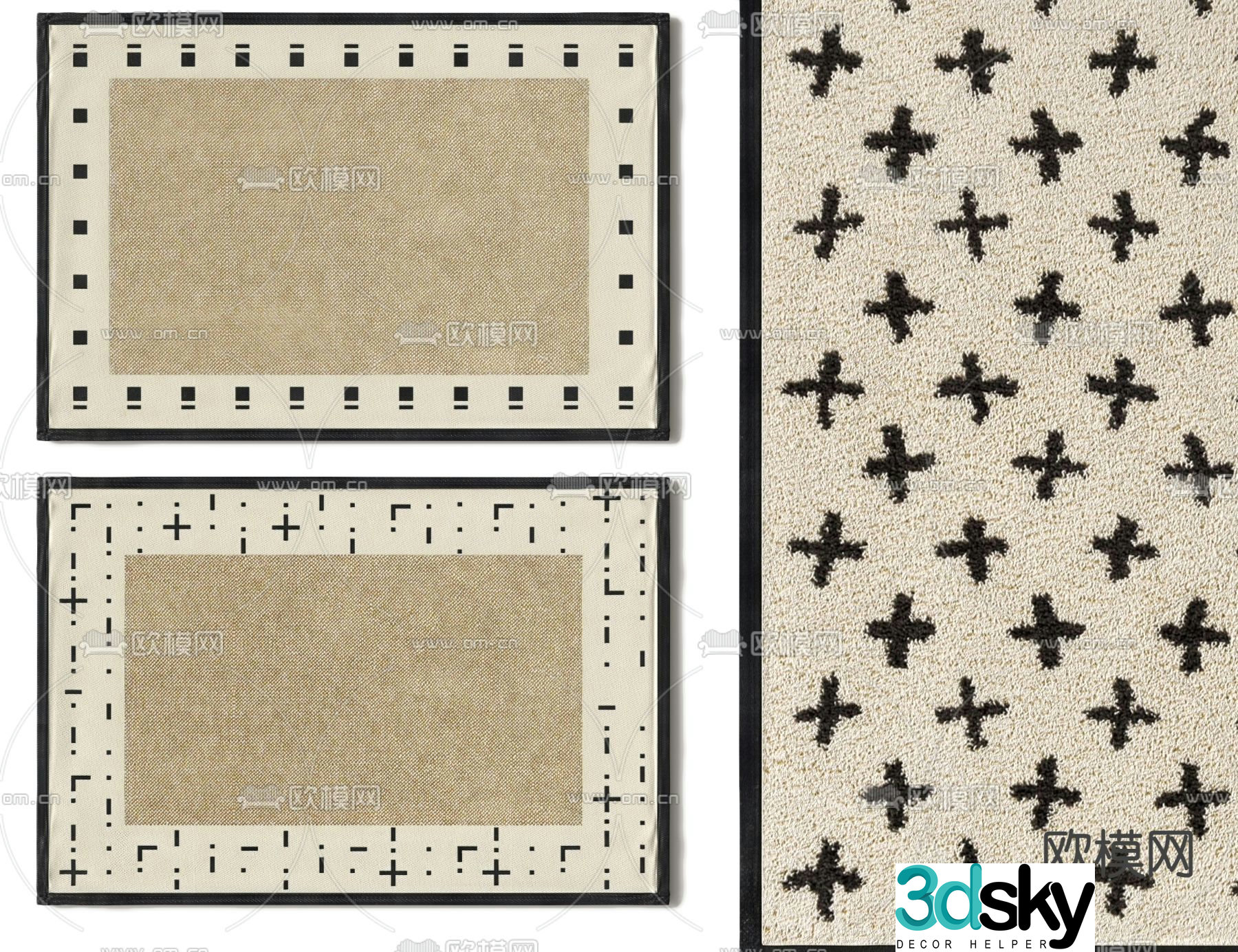 Middle style carpet Square carpet 3d model