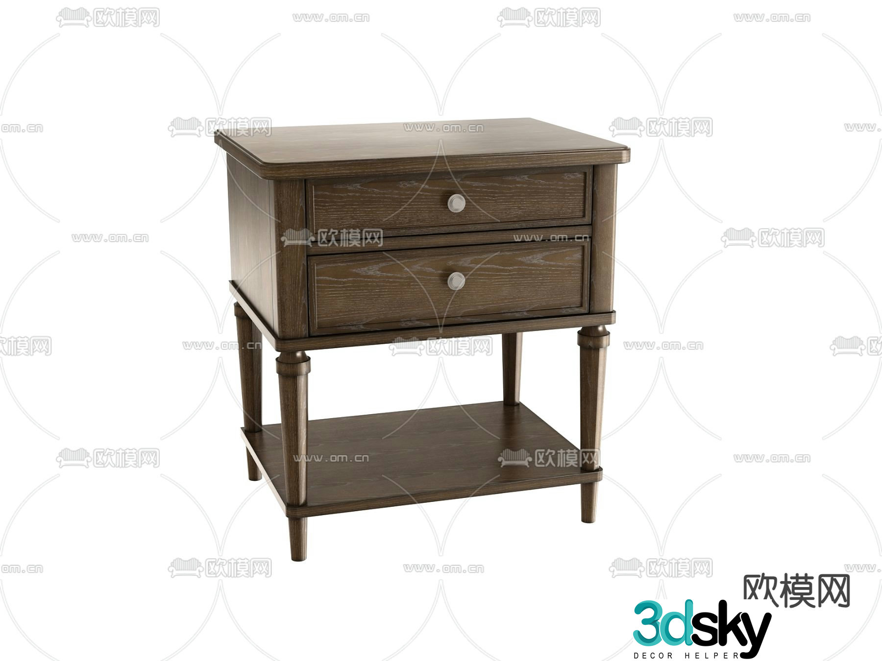American bedside table 3d model