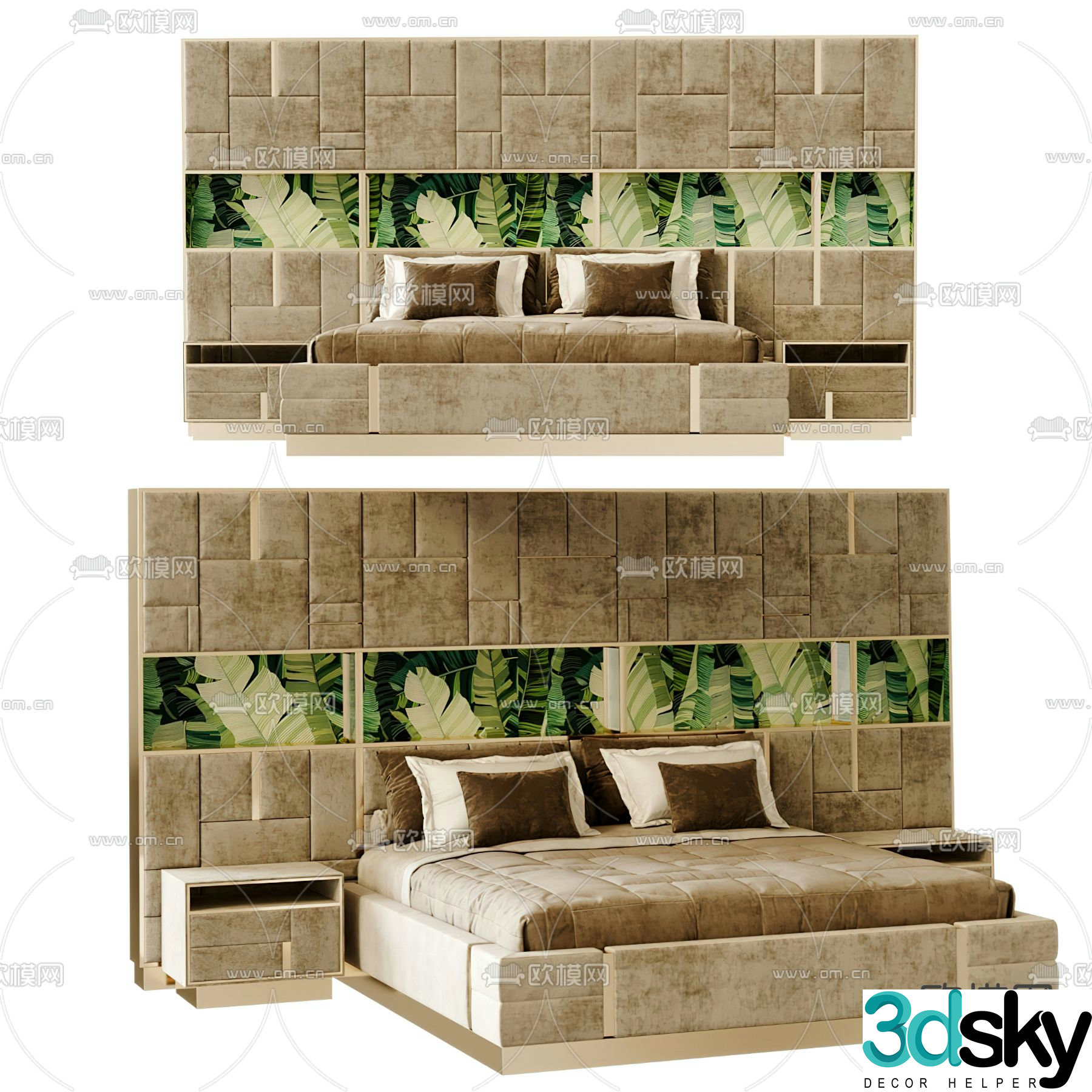 Modern double bed 3d model