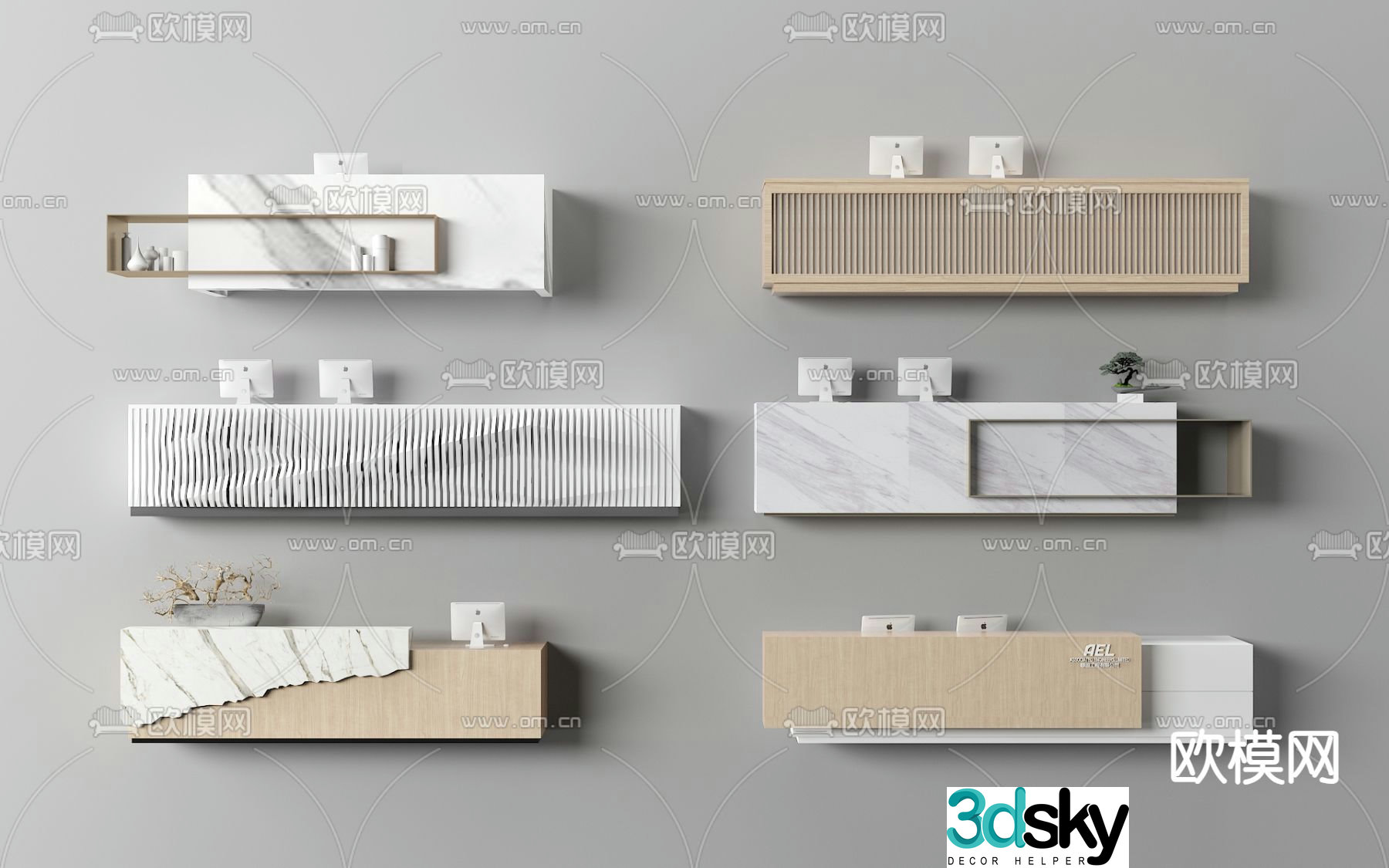 Front desk reception desk service desk 3d model