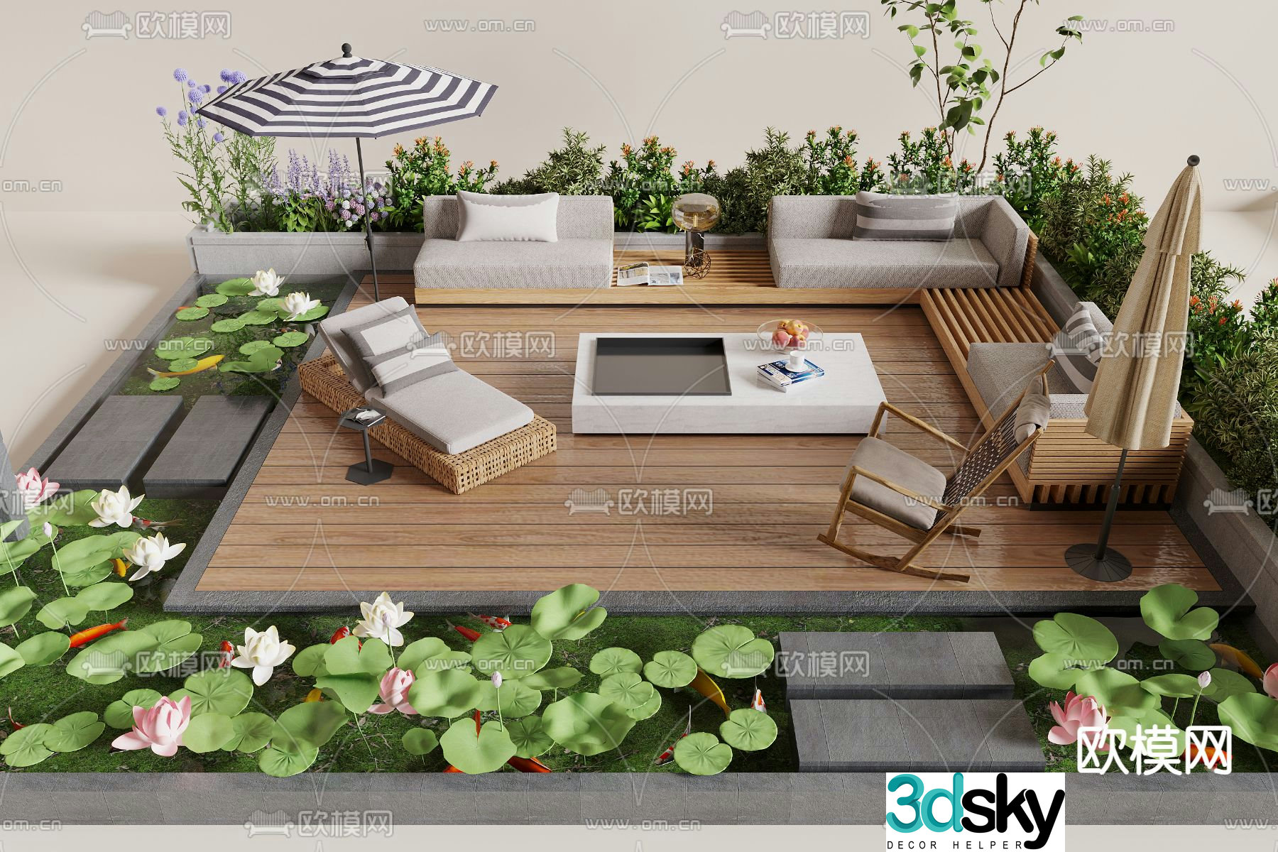 Modern outdoor sofa outdoor seating 3d model