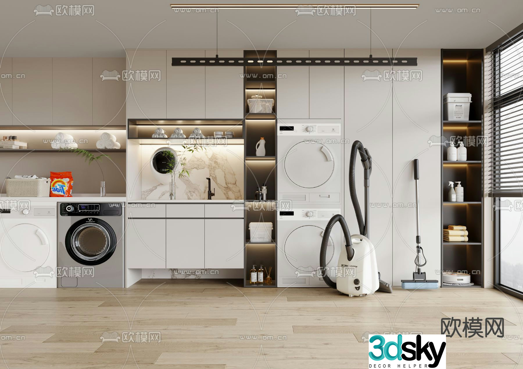 Washing machine cabinet balcony cabinet 3d model
