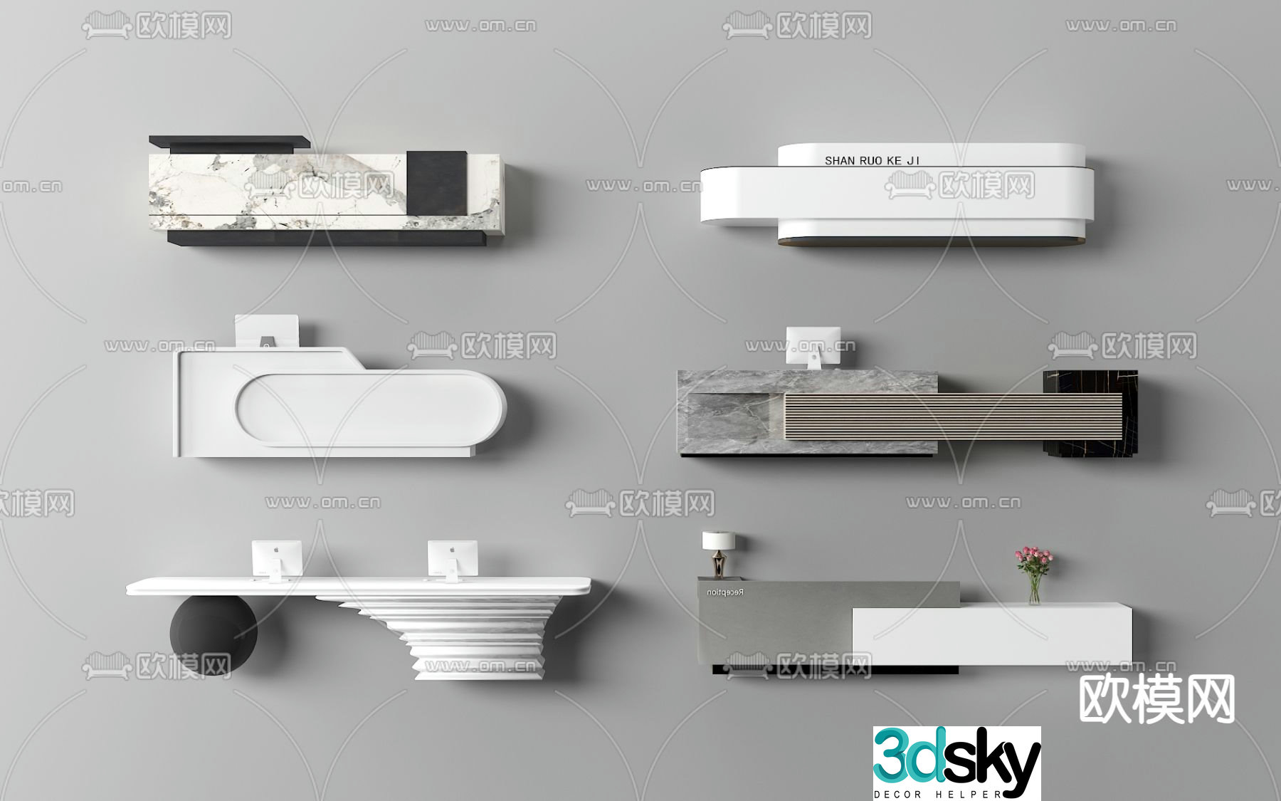 Front desk reception desk service desk 3d model