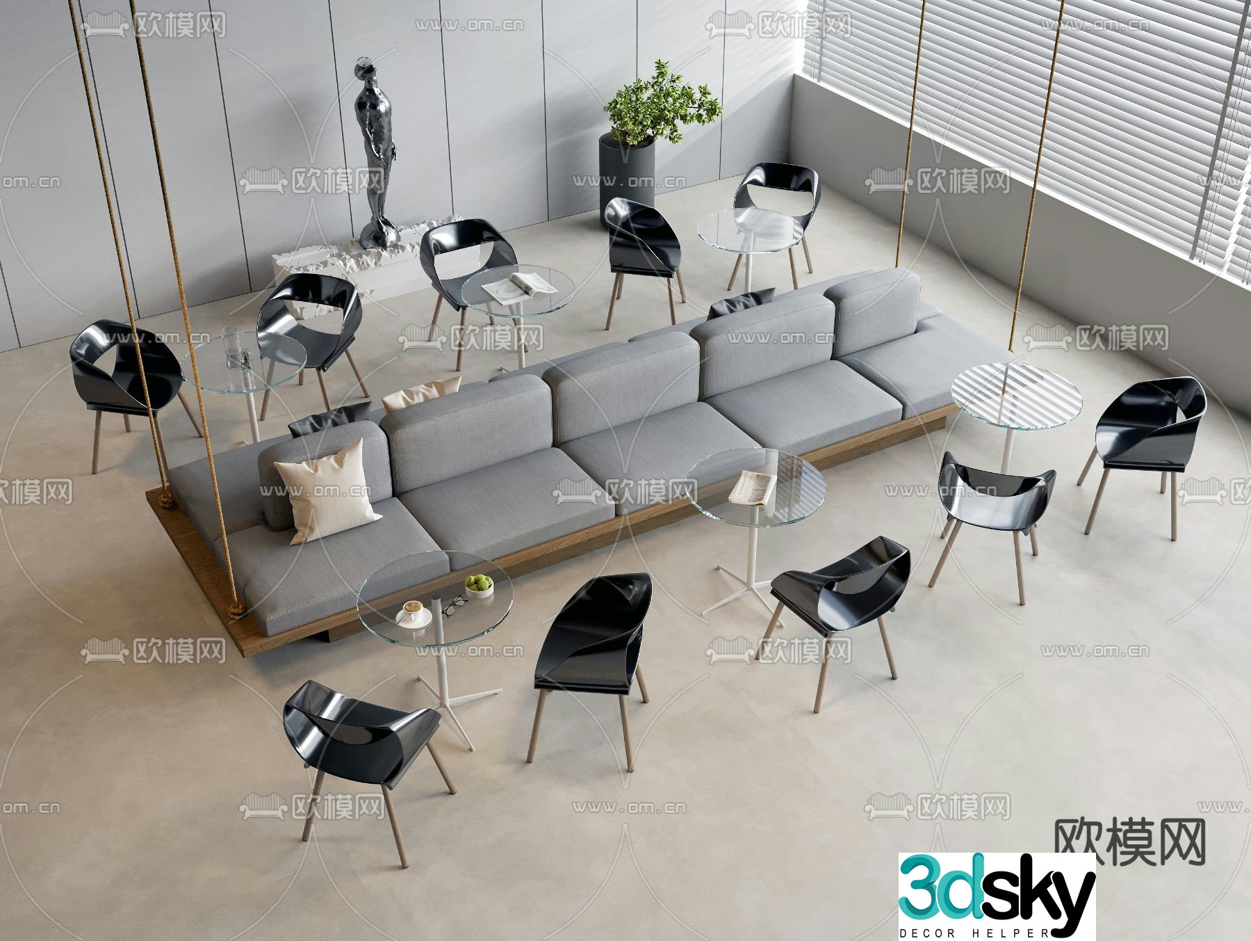 Card seat sofa negotiation sofa backrest sofa 3d model