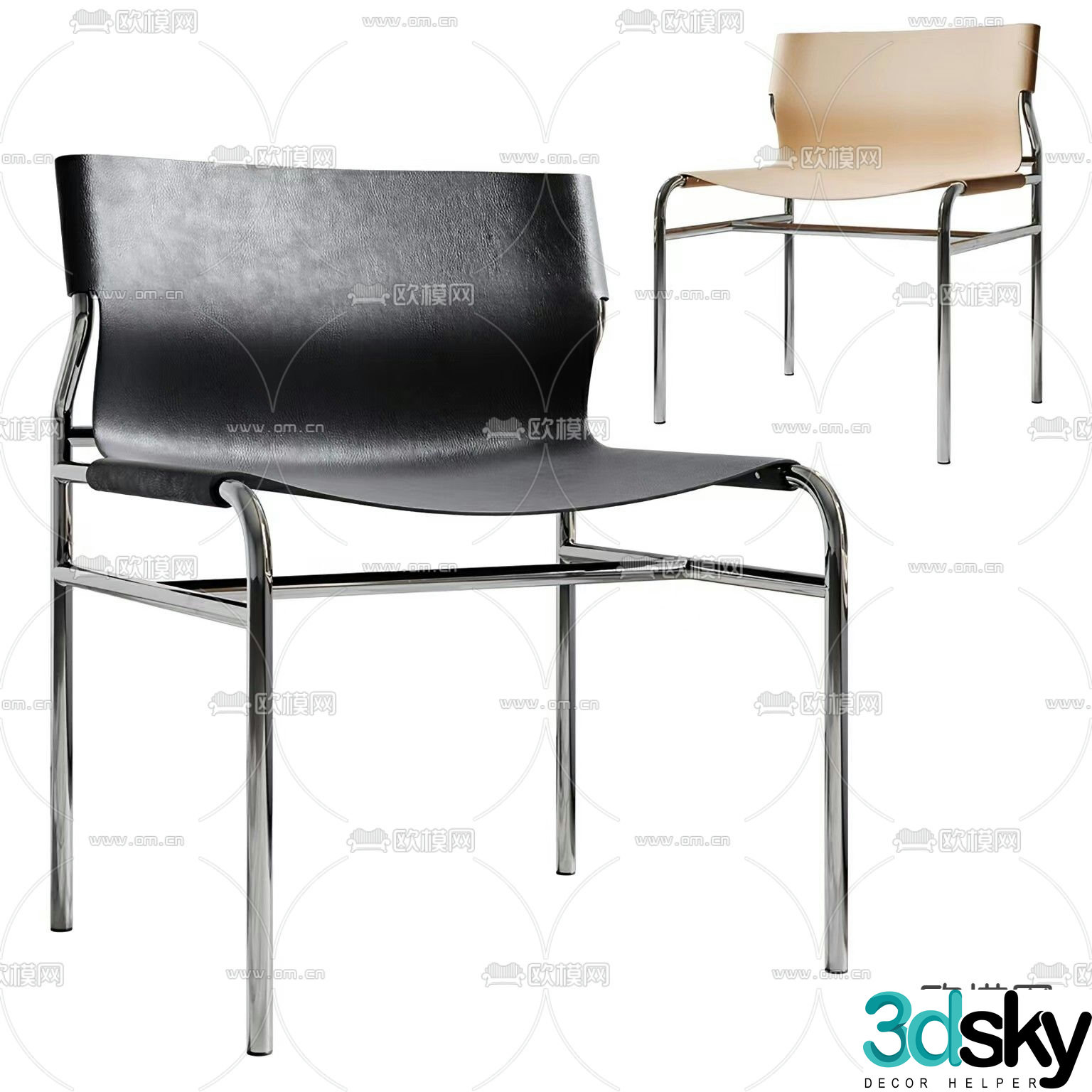 leather chair dining chair 3d model