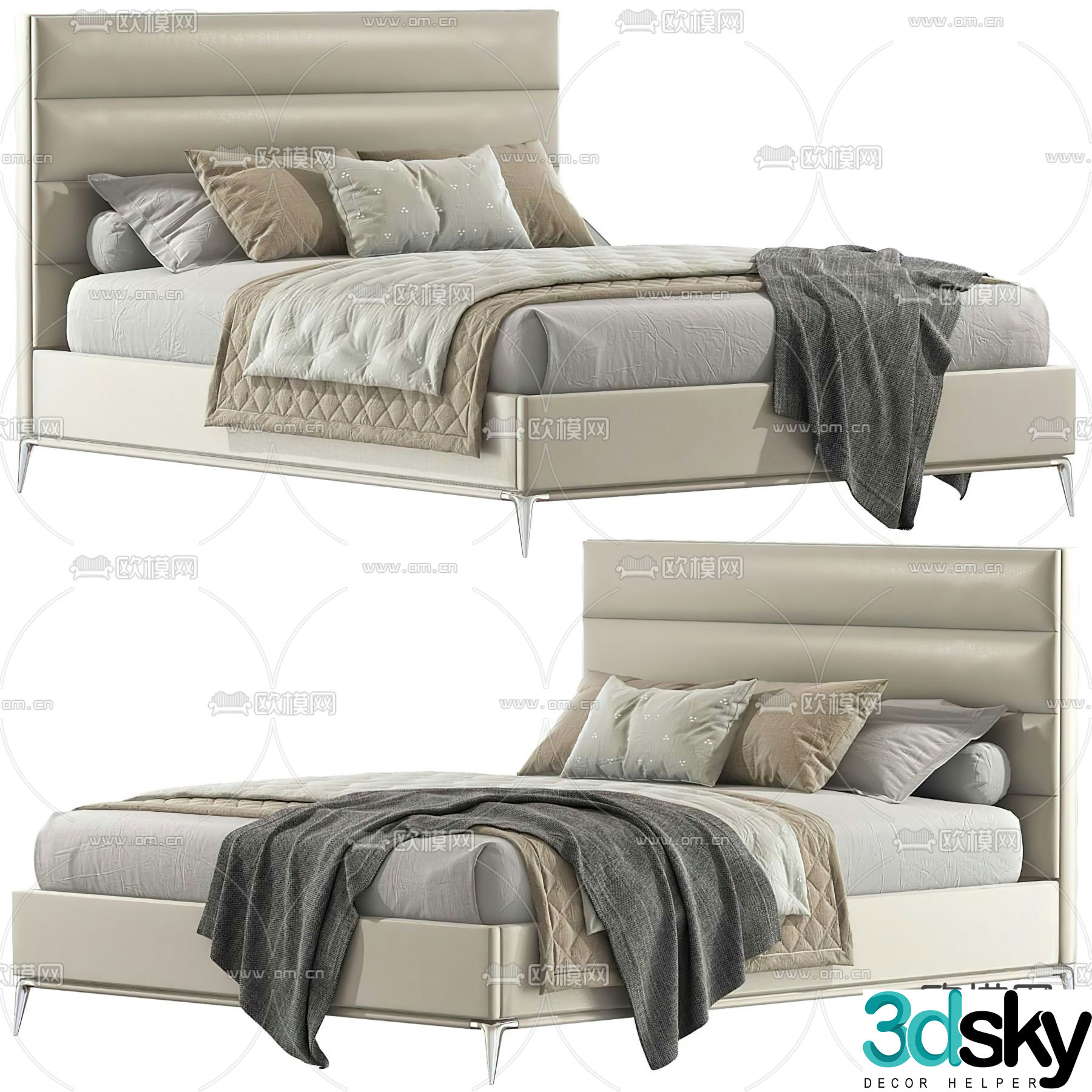 Modern double bed 3d model
