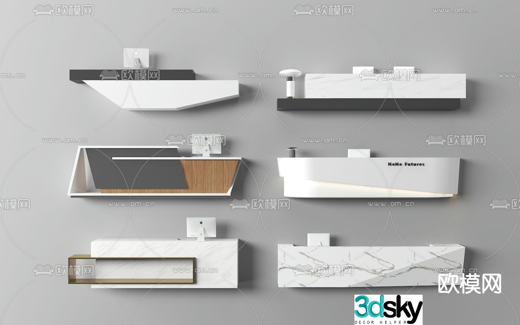 Front desk reception desk service desk 3d model