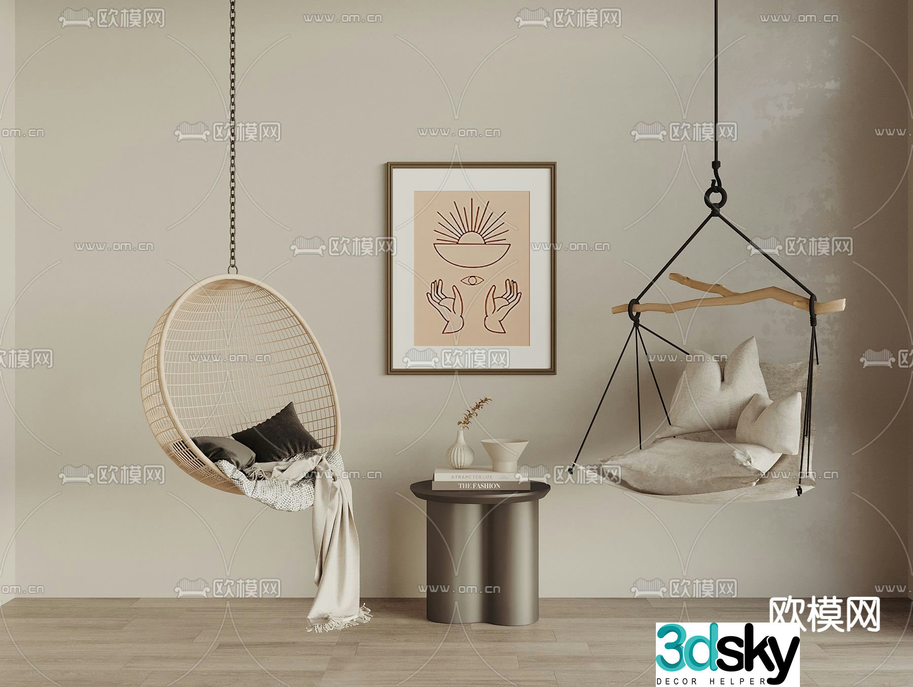Modern hanging chair swing chair 3d model
