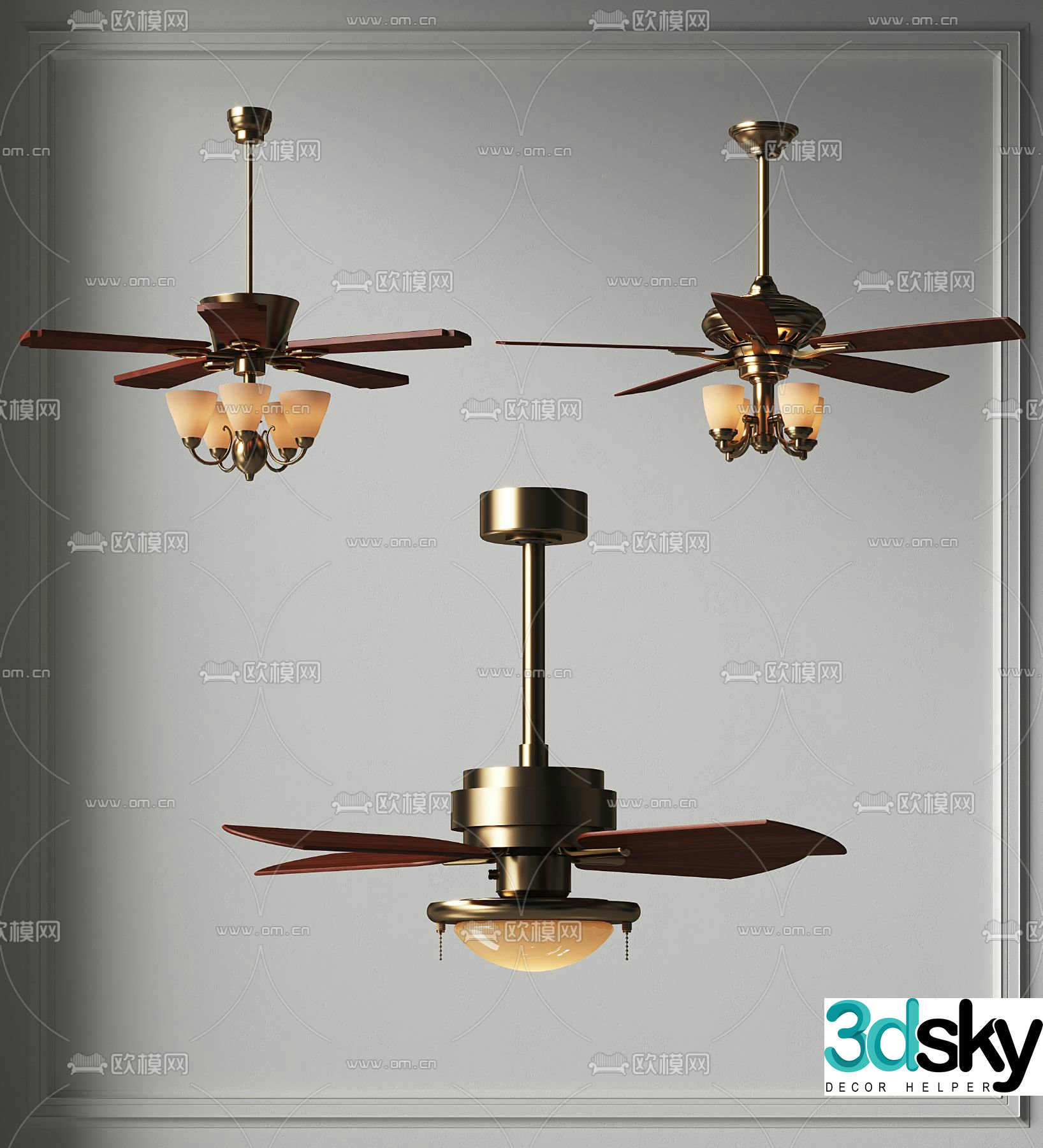 American ceiling fan light fan light 3d model
