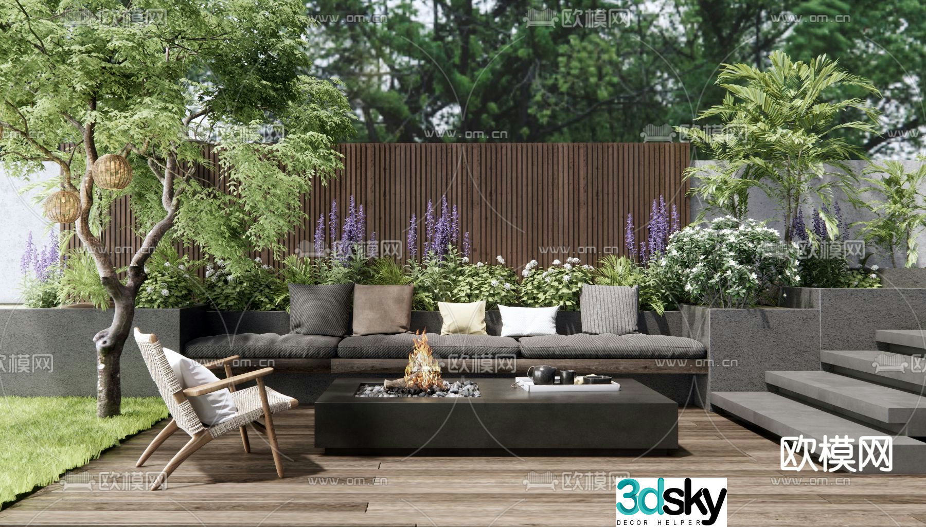 Outdoor sofa booth sofa 3d model