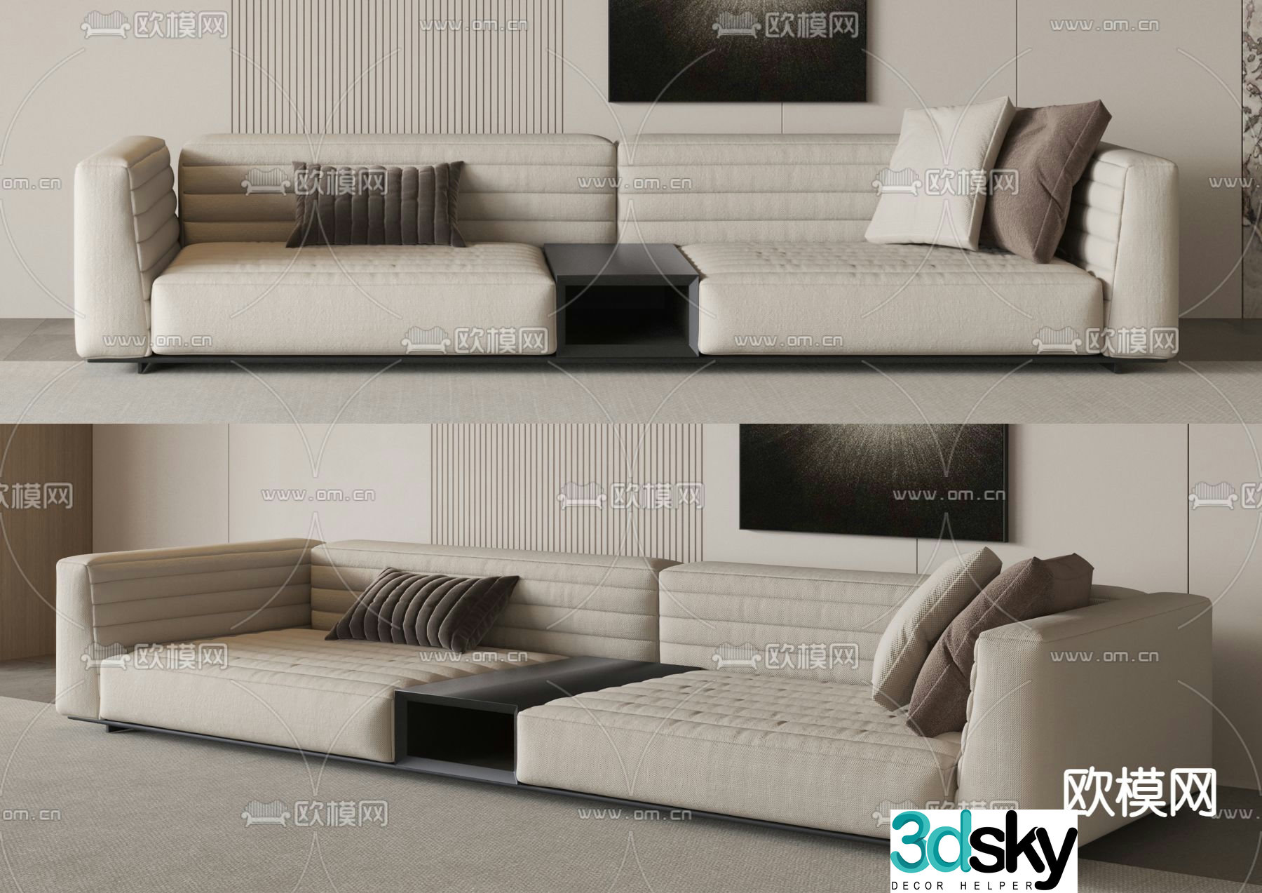 Double sofa upholstered sofa 3d model