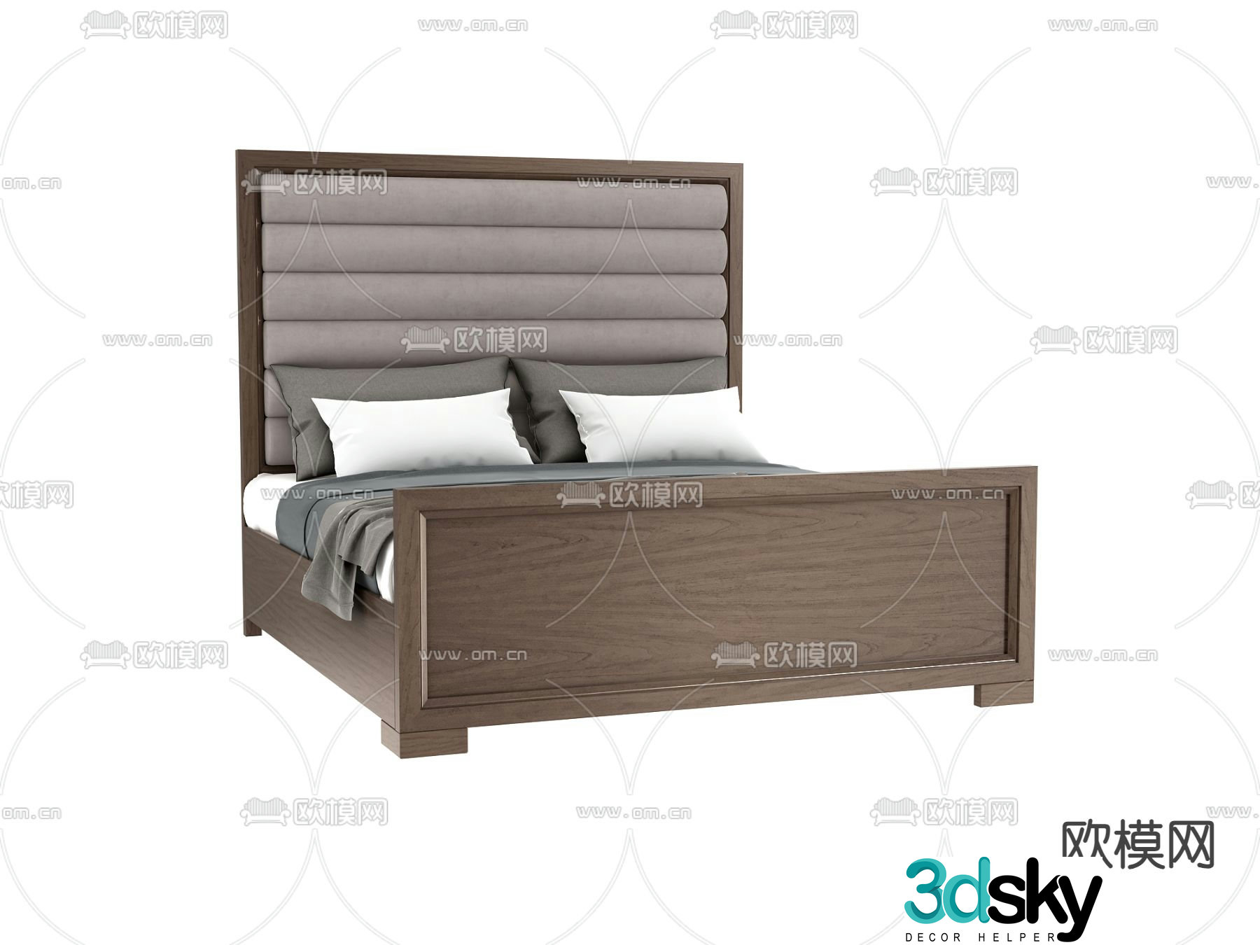 Modern double bed 3d model