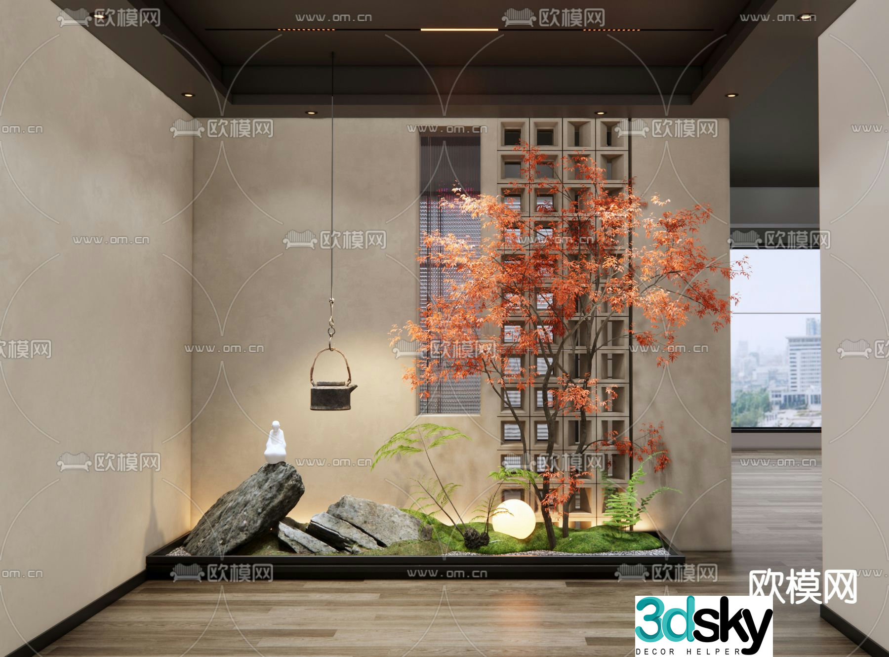 Japanese style interior landscape 3d model