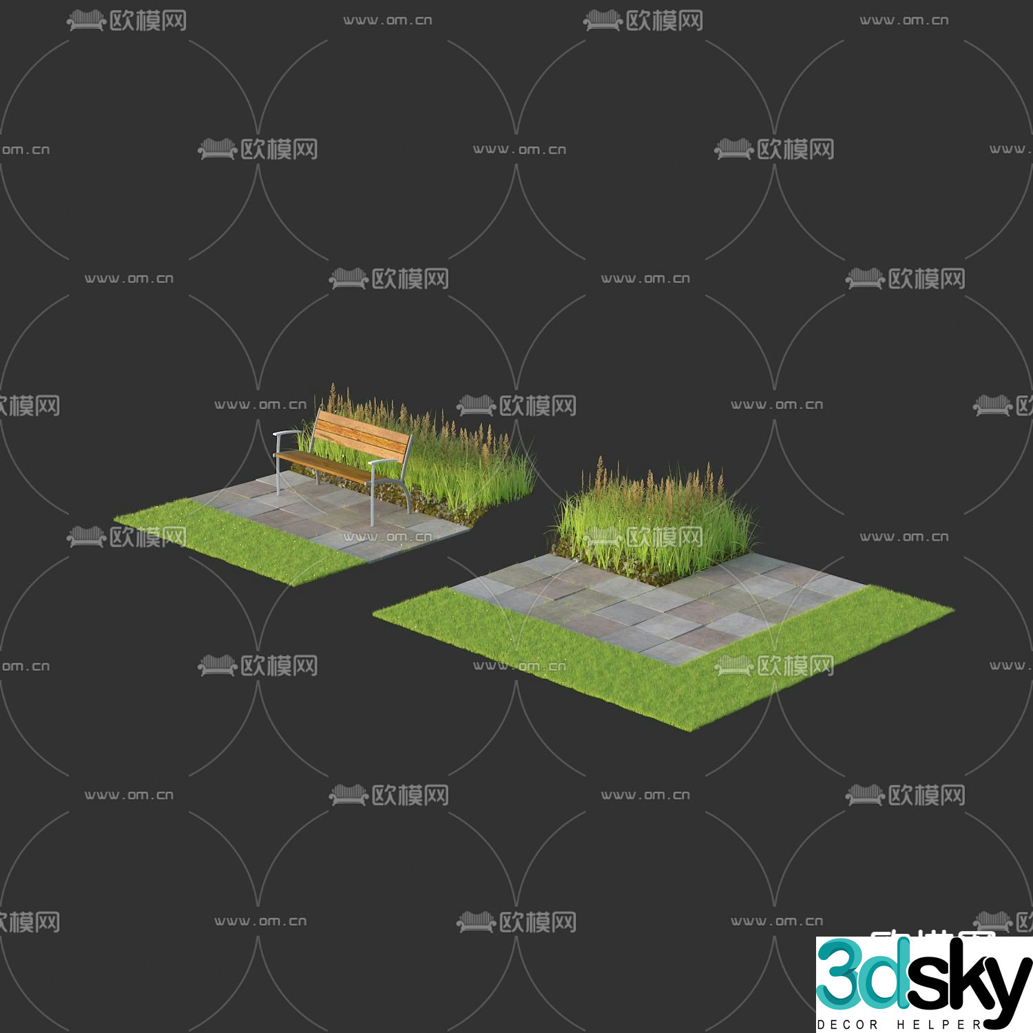 Park landscape sketch 3d model