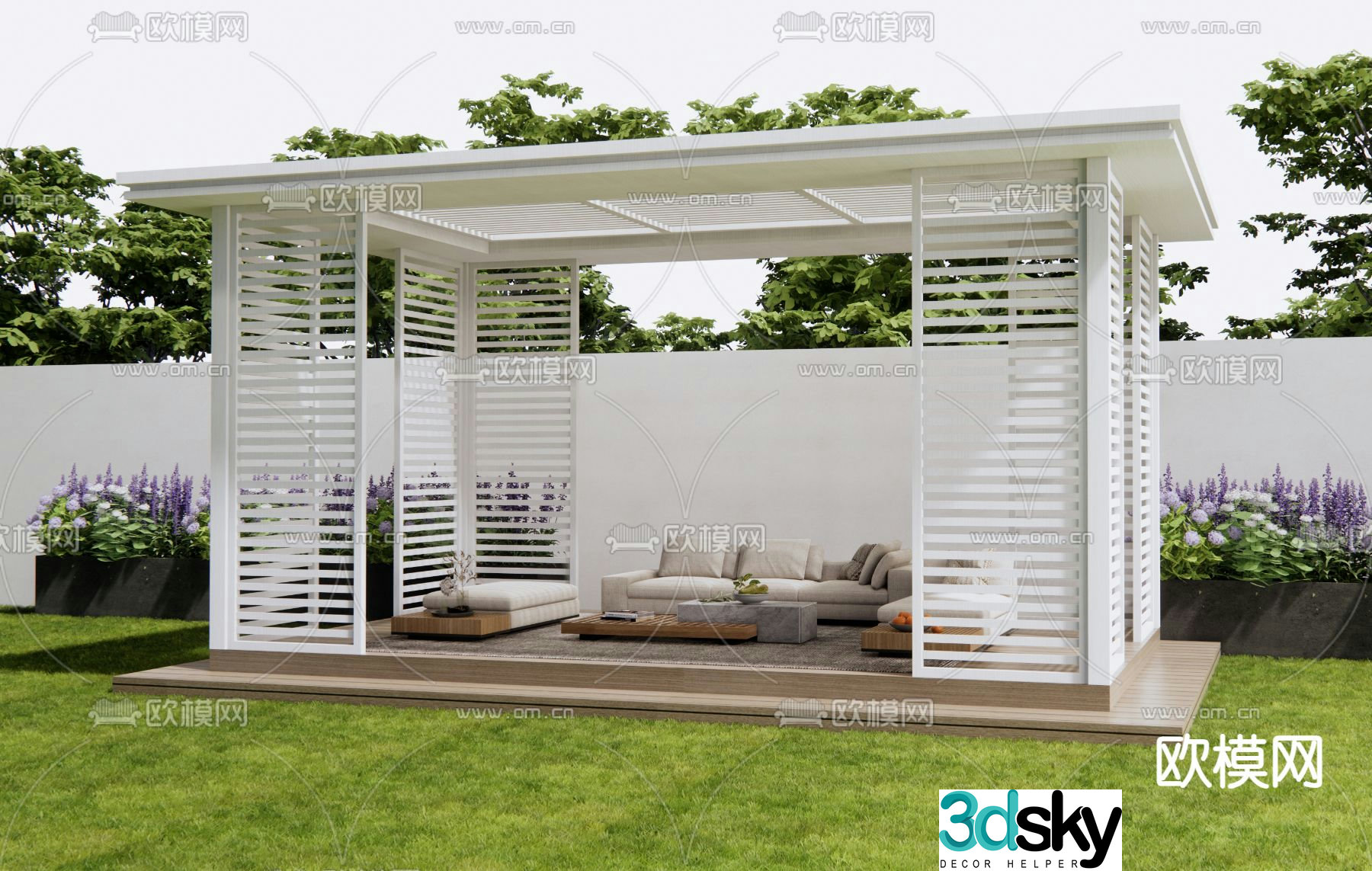 Garden trellis pavilion flower stand 3d model