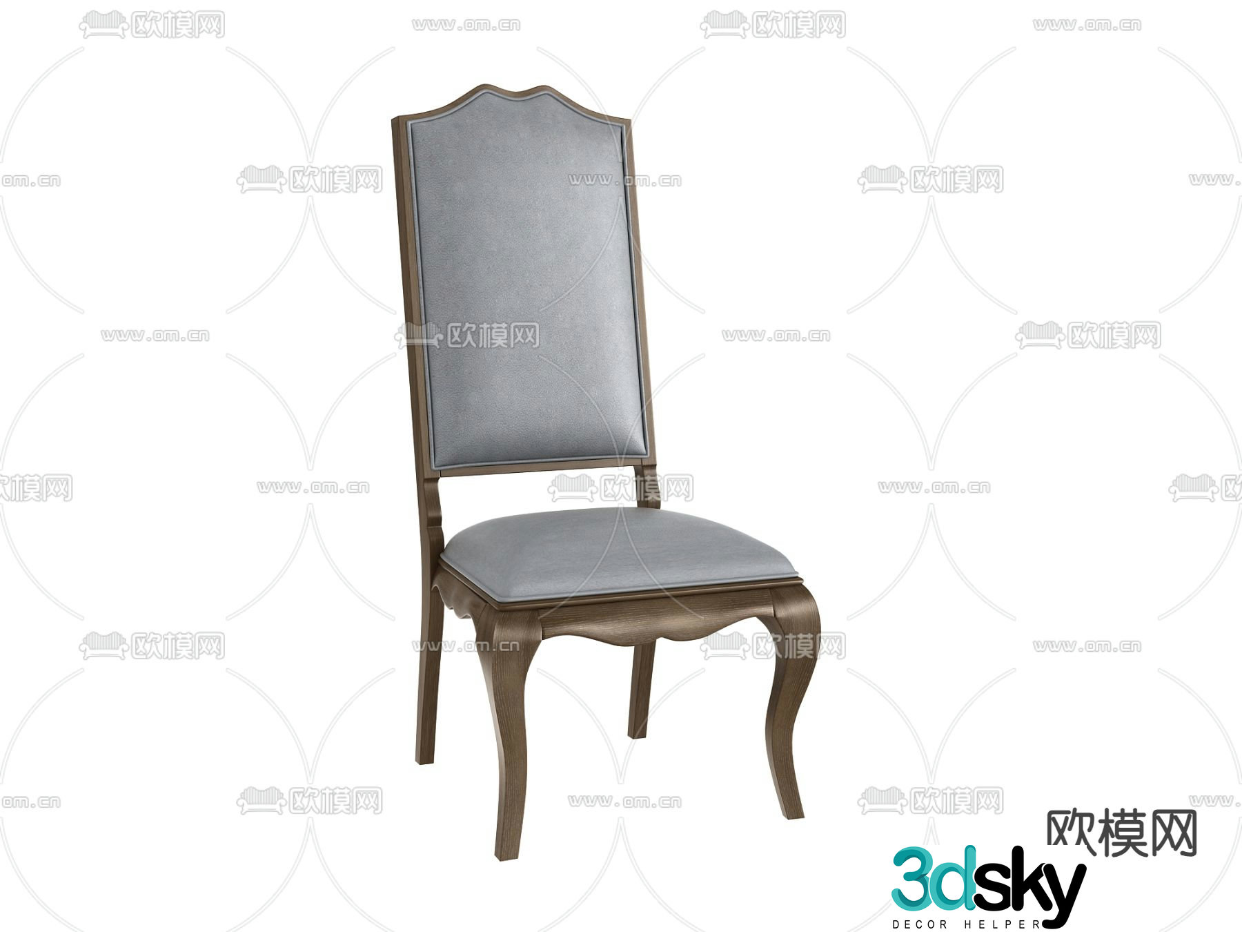 French single chair dining chair 3d model