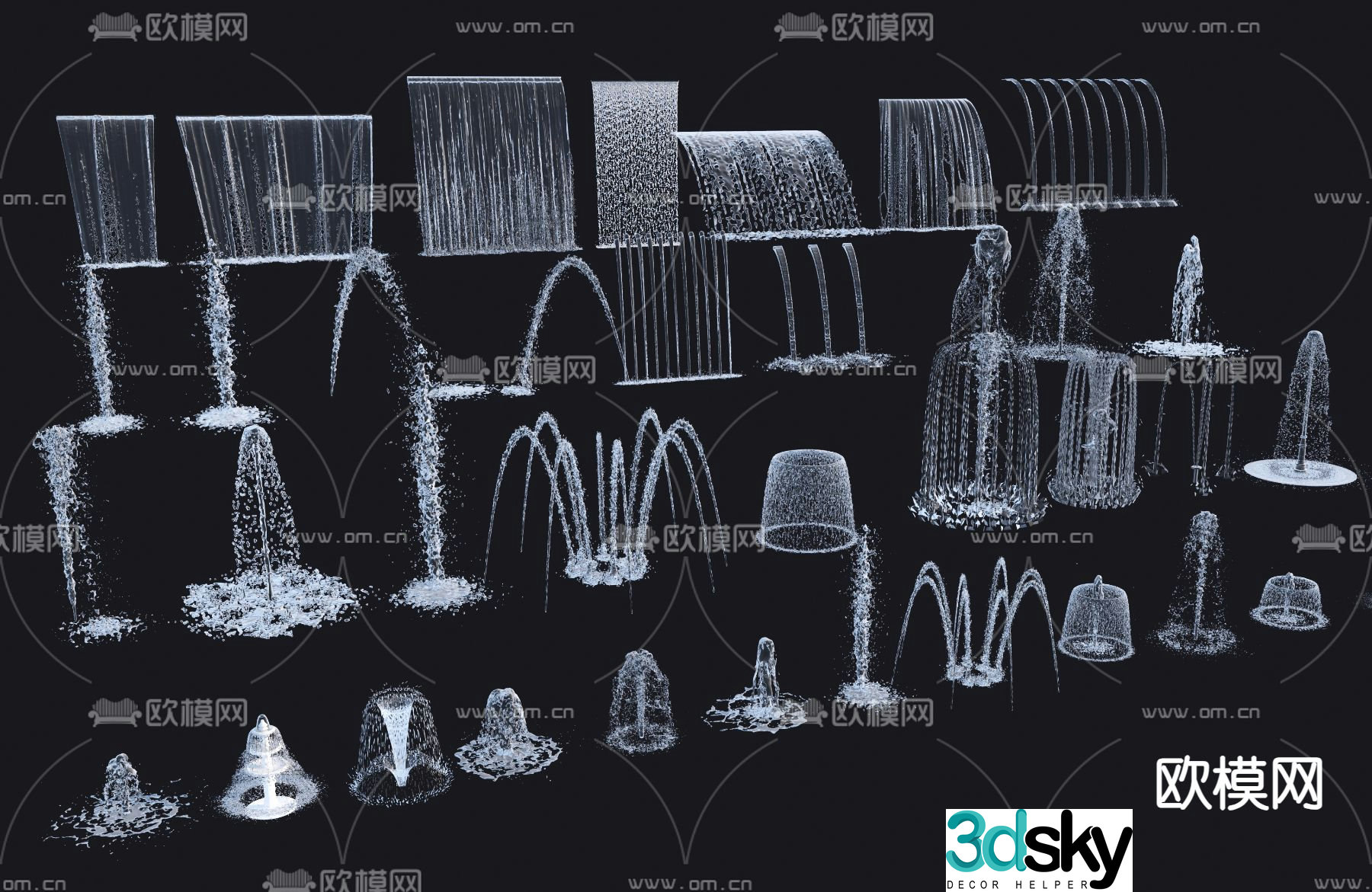 Fountain flowing water spring waterscape water flower 3d model
