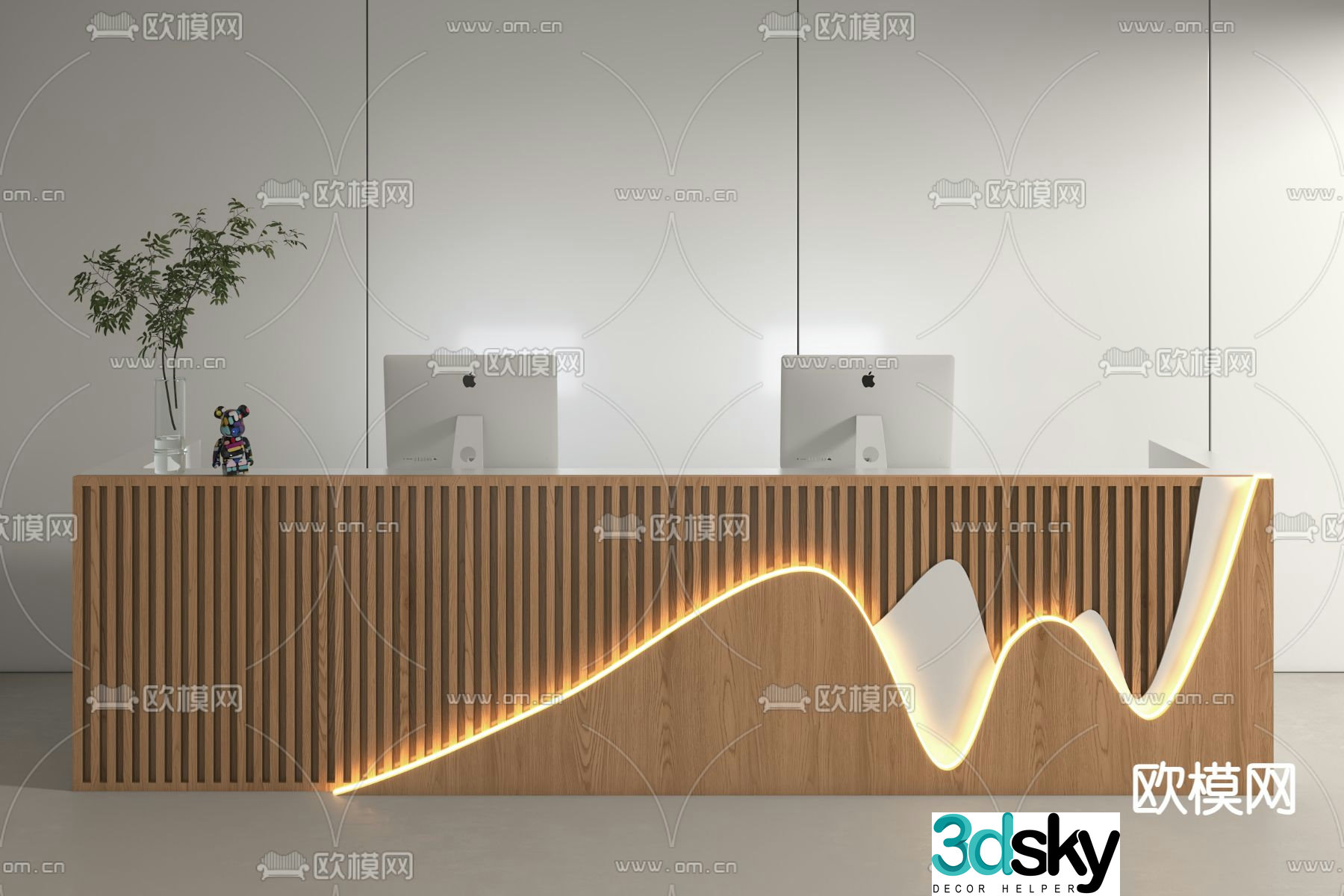 reception desk front desk 3d model