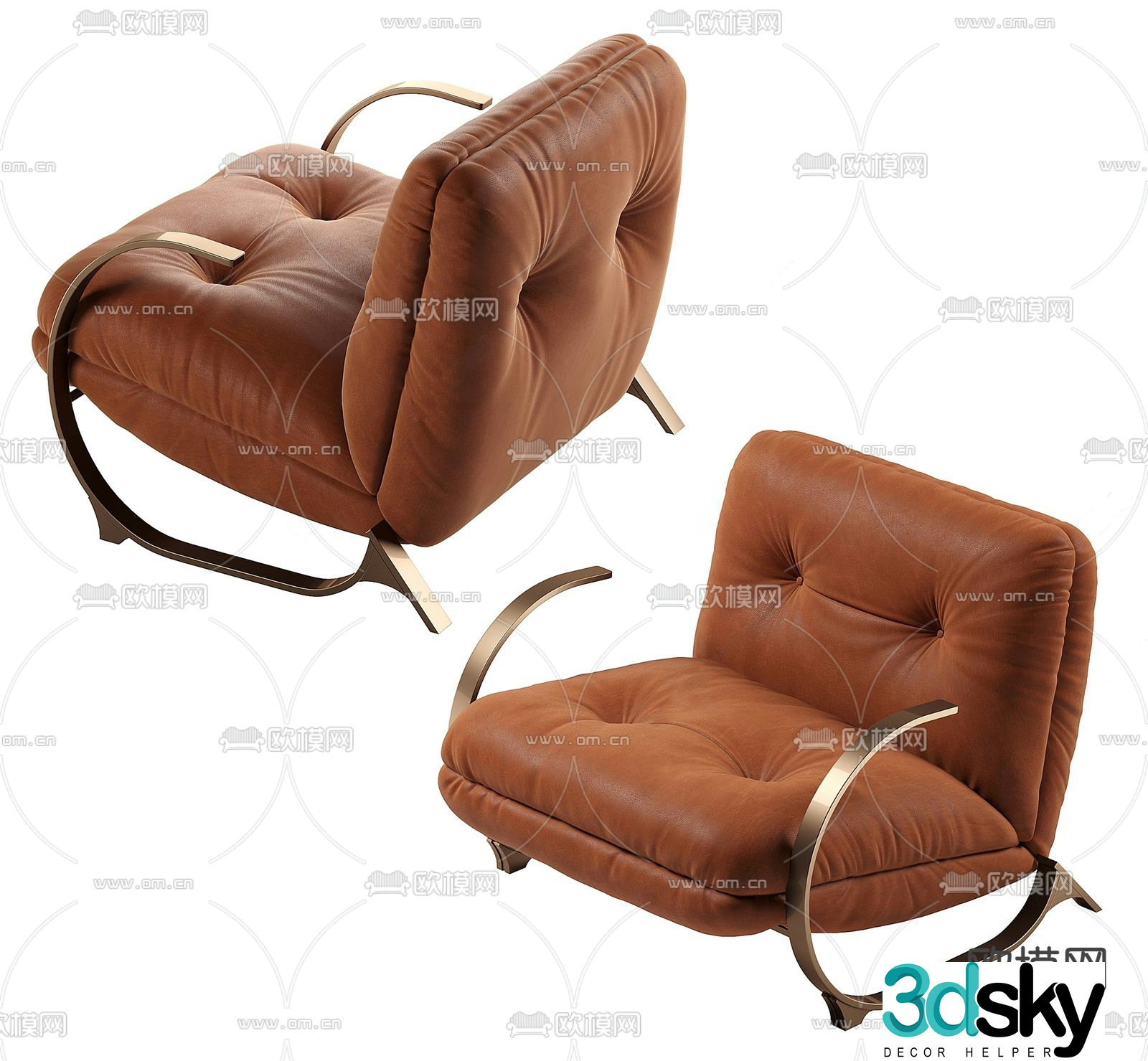 Leather sofa chair leisure chair 3d model