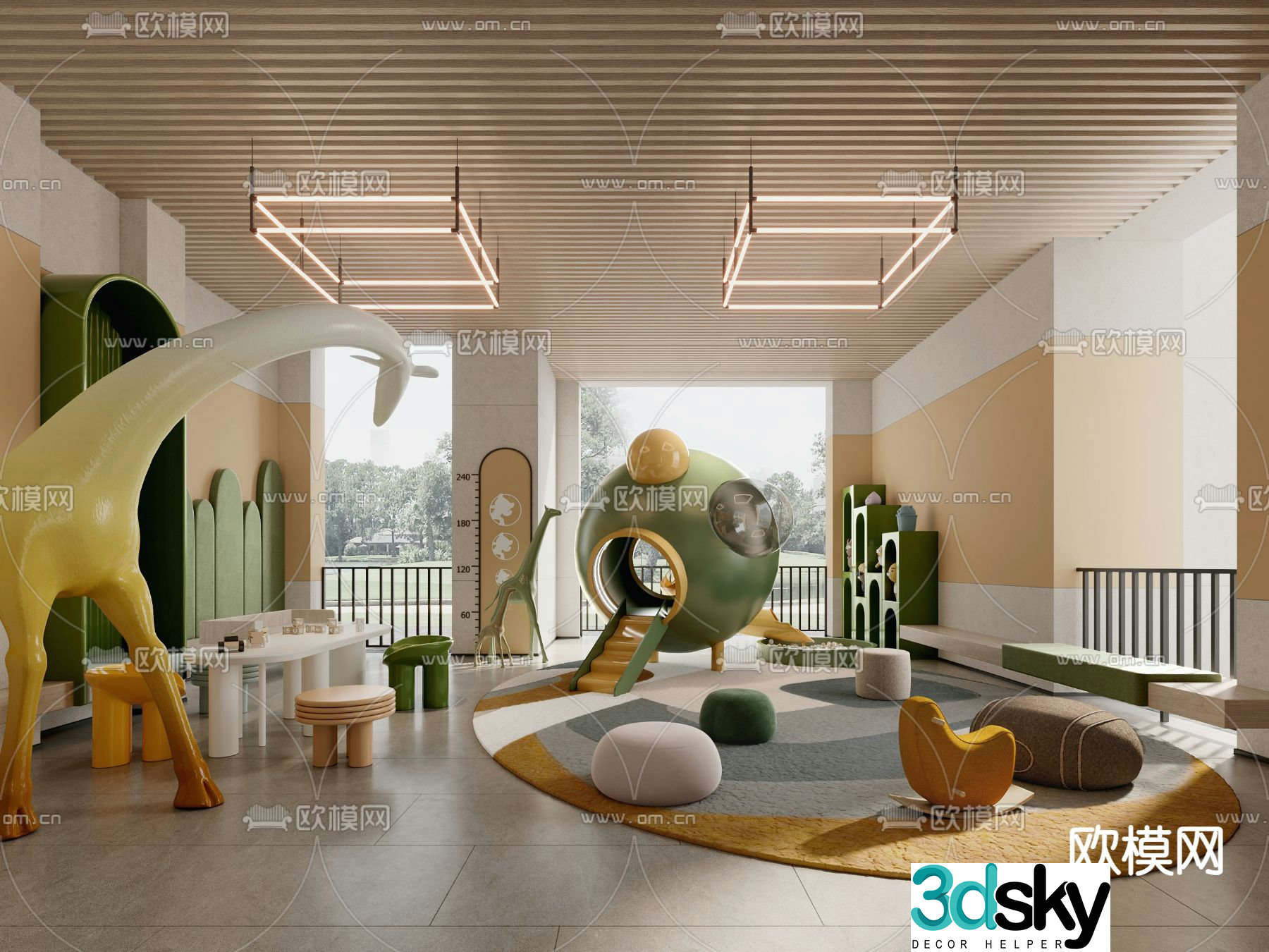 Modern children's playground amusement equipment 3d model