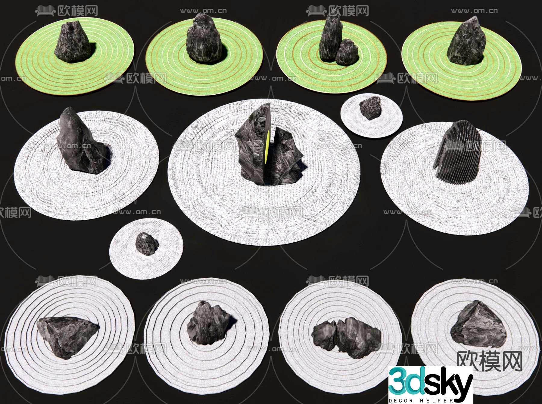Japanese Zen stone landscape stone 3D model