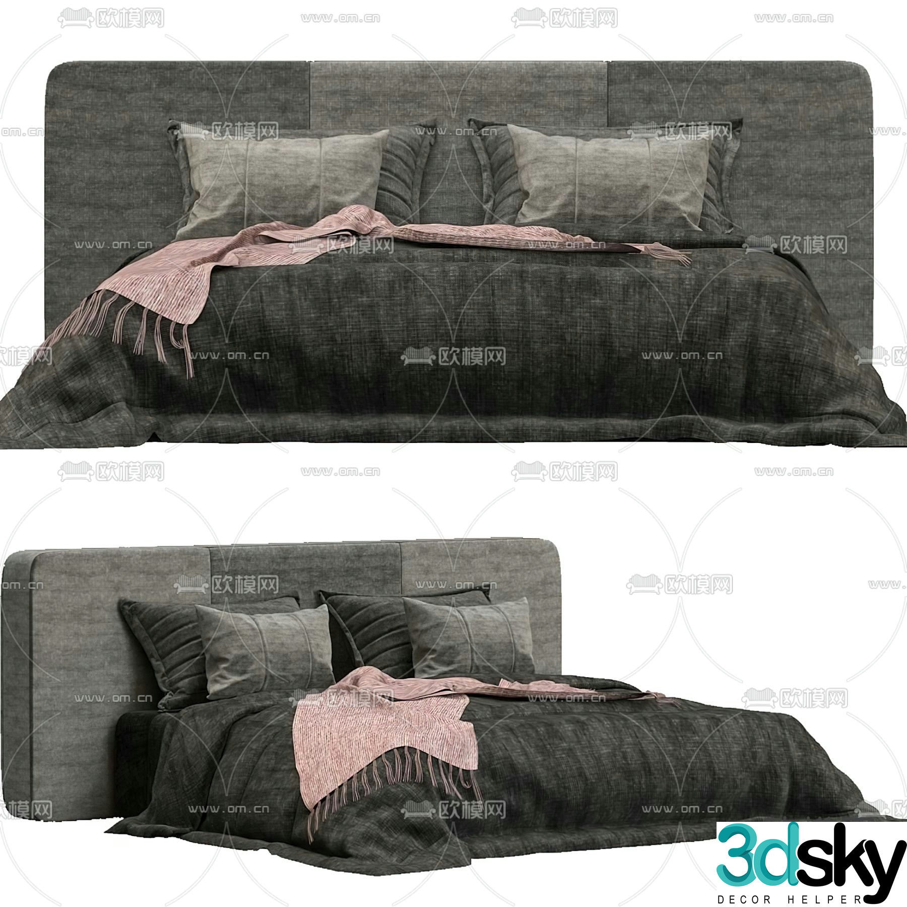 Modern double bed 3d model