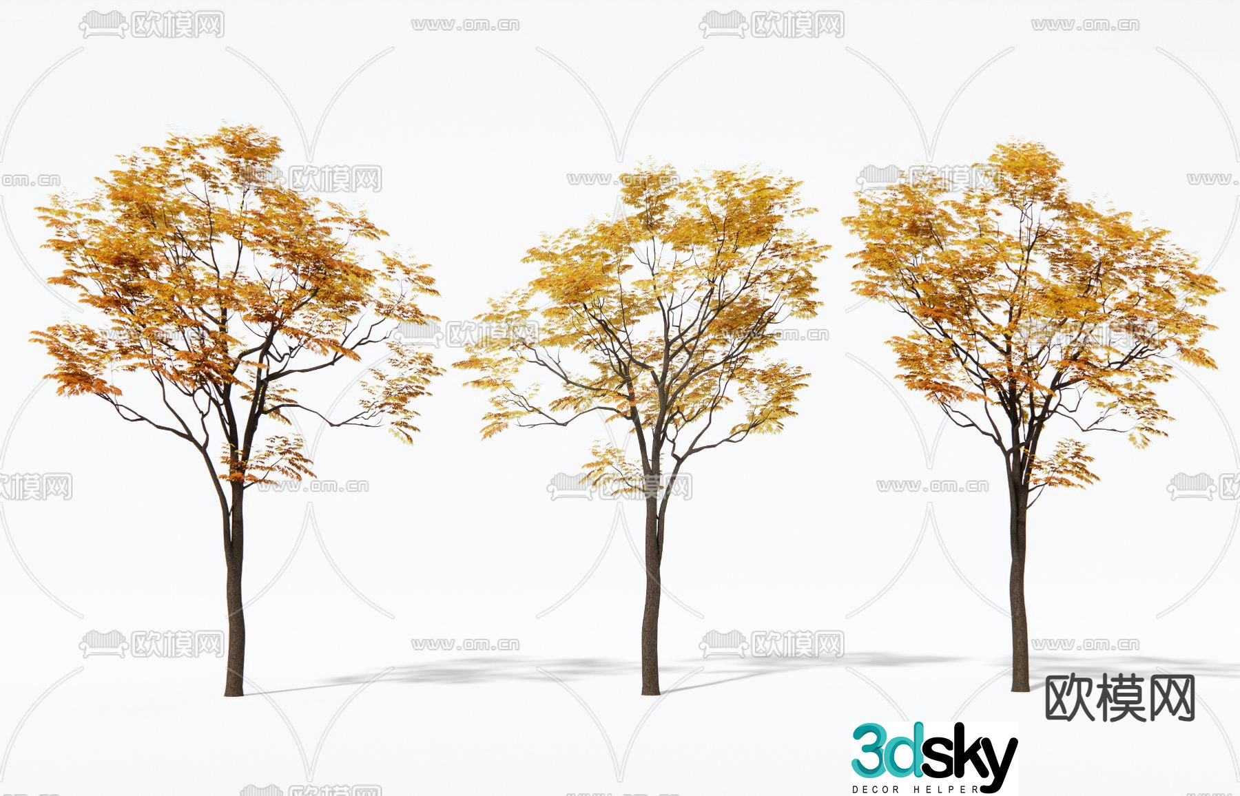 Landscape tree Autumn yellow leaf tree Tree 3d model