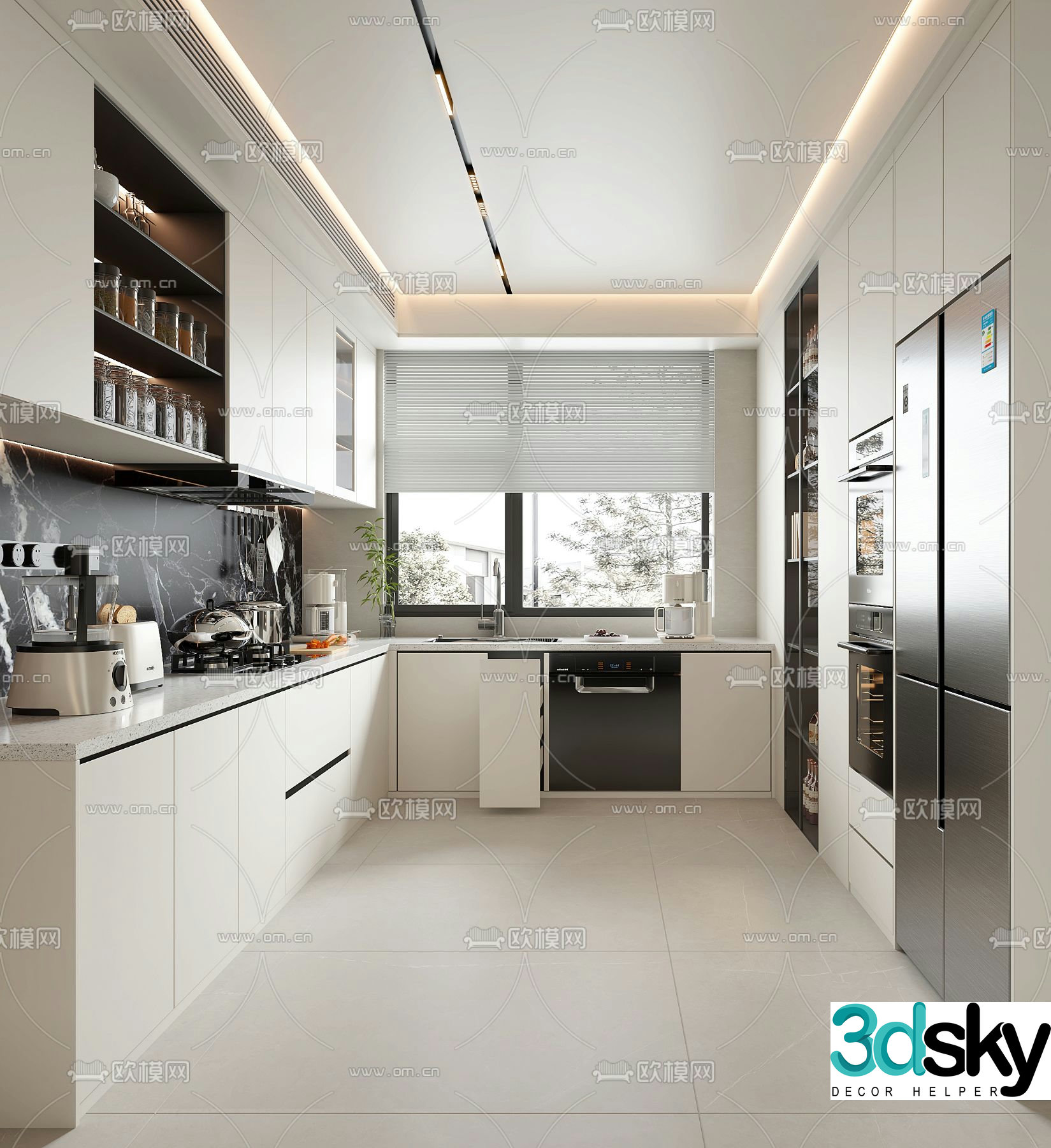 Minimalist kitchen cabinet 3d model