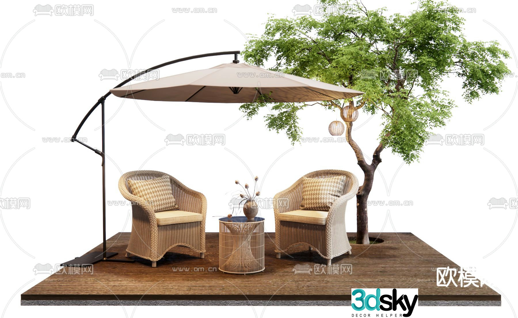 Modern outdoor wicker chair single chair 3d model