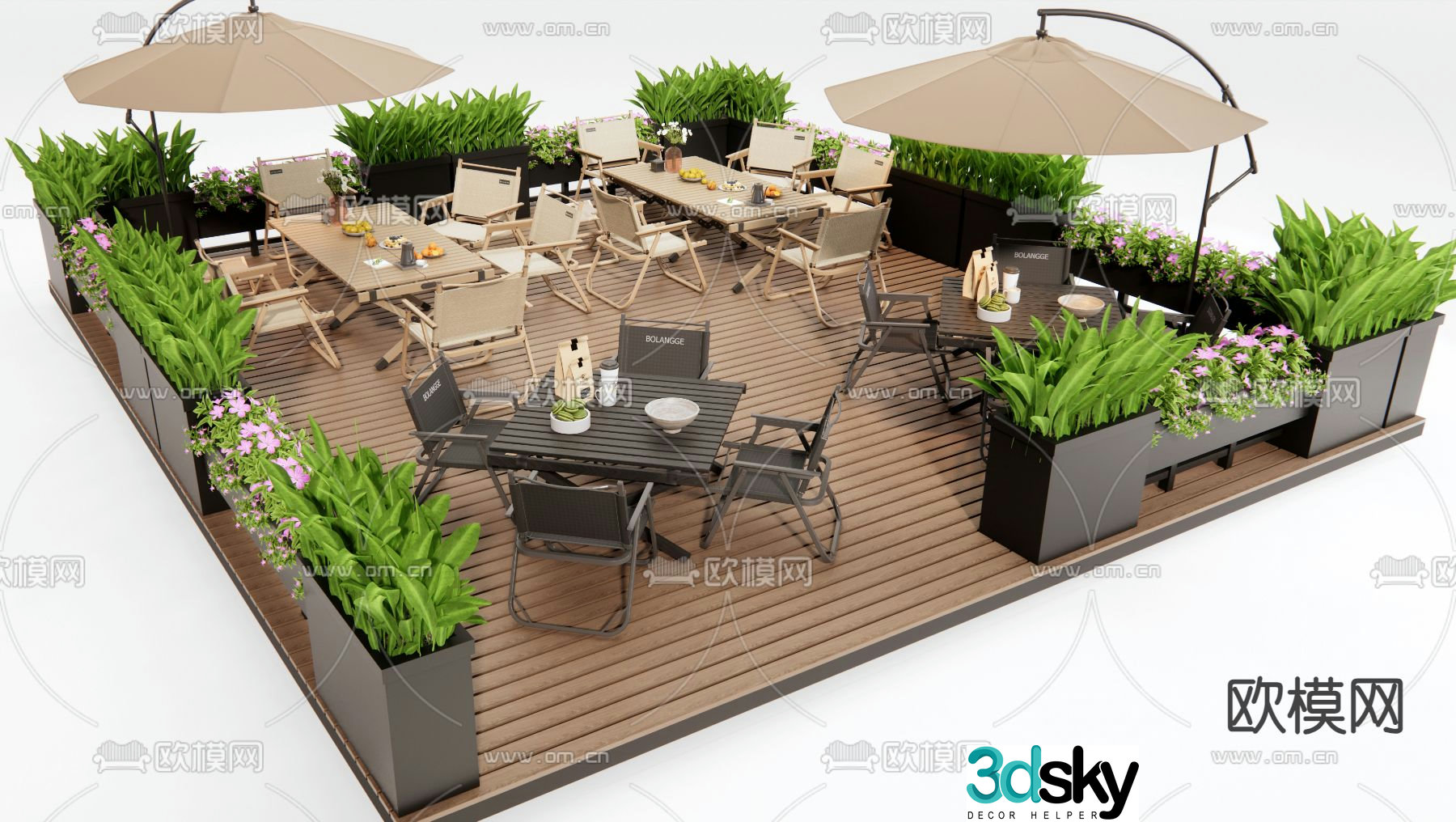 Modern outdoor tables and chairs commercial exterior 3d model