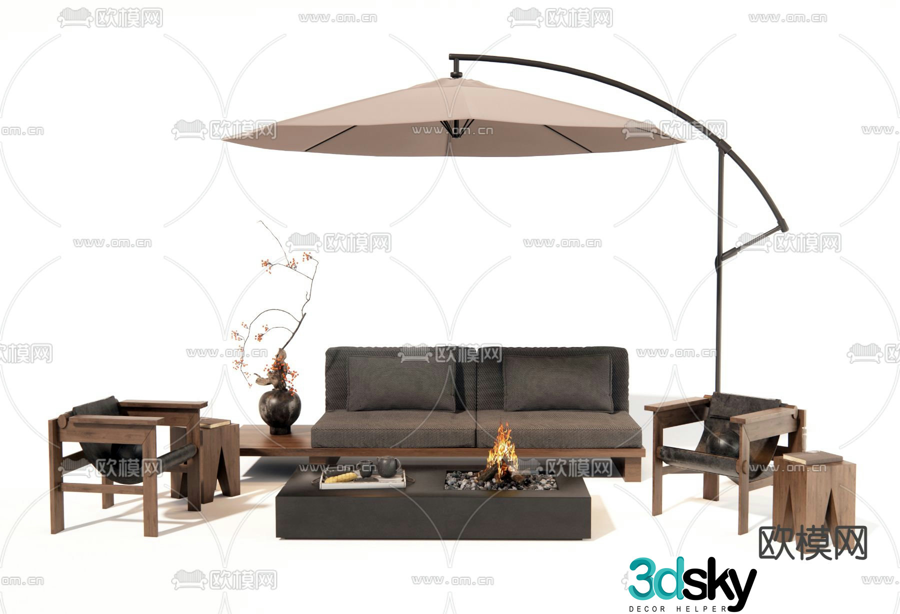 Wasabi outdoor sofa 3d model