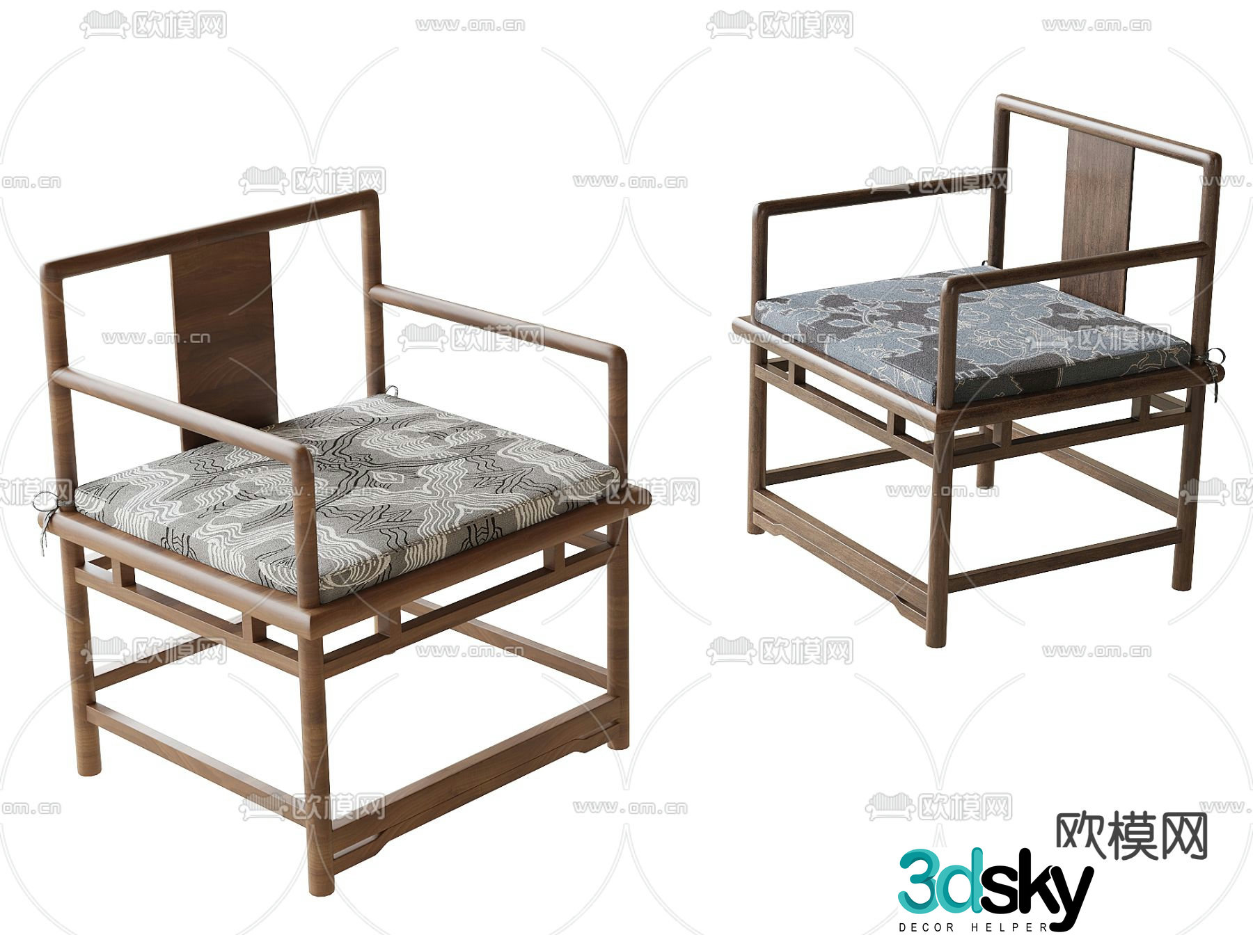 New Chinese style chair Taishi chair 3d model