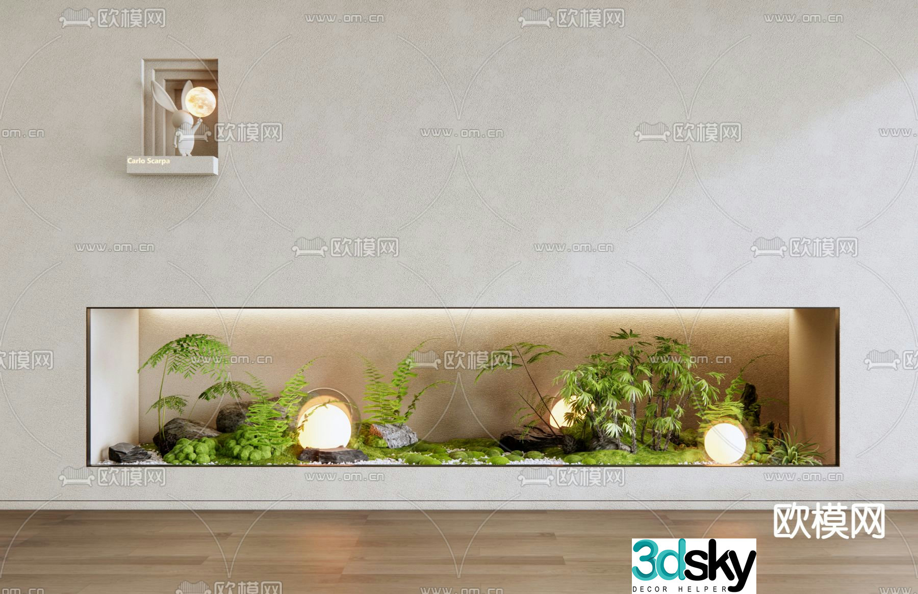 Courtyard sketch indoor landscaping micro-terrain 3D model