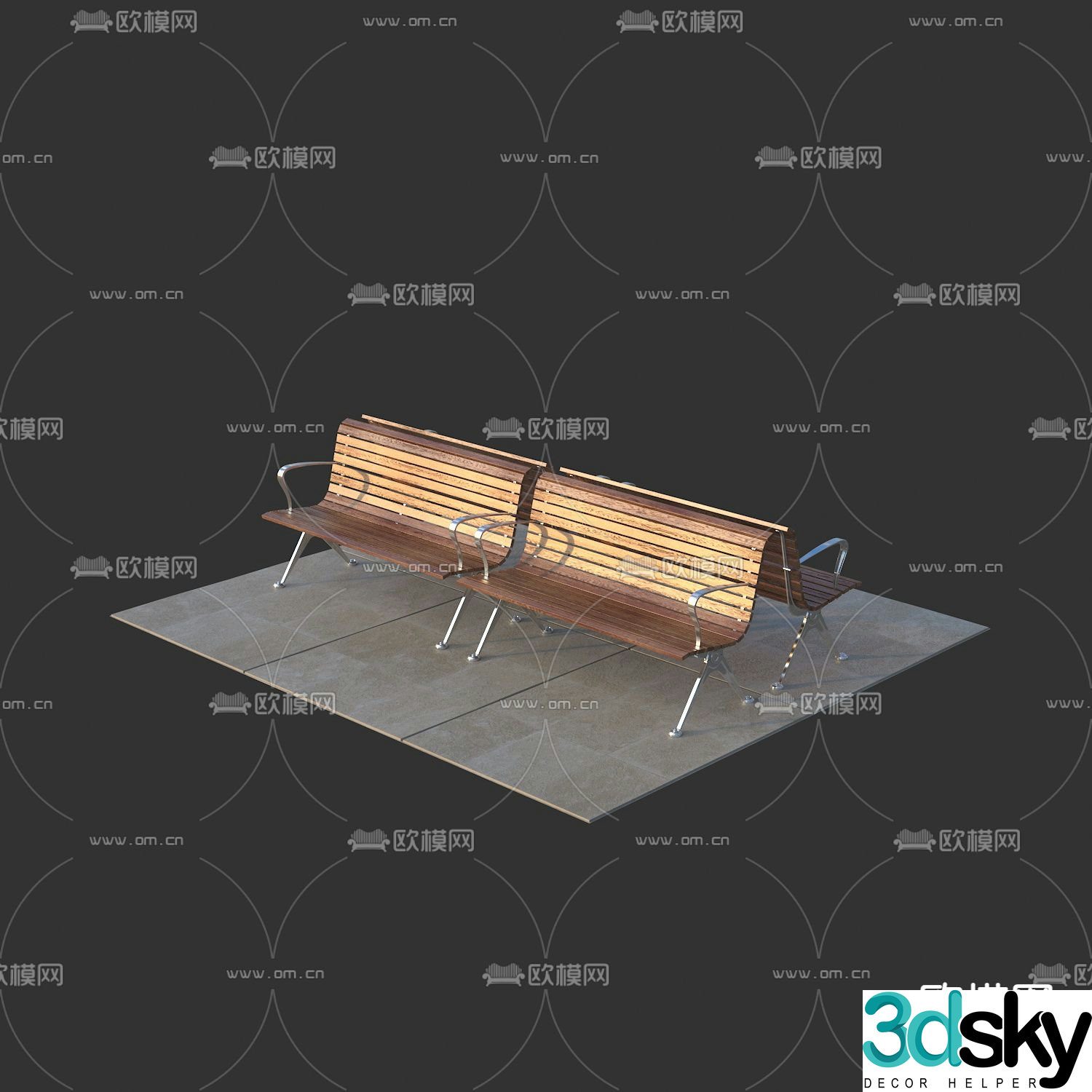 Outdoor chair public chair park chair 3d model