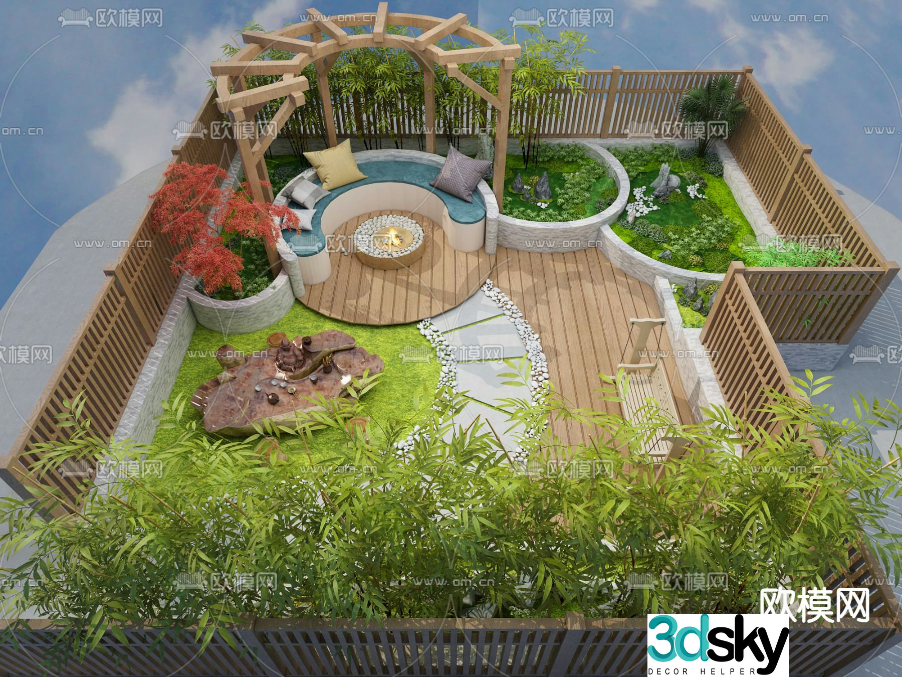 Villa courtyard garden 3d model