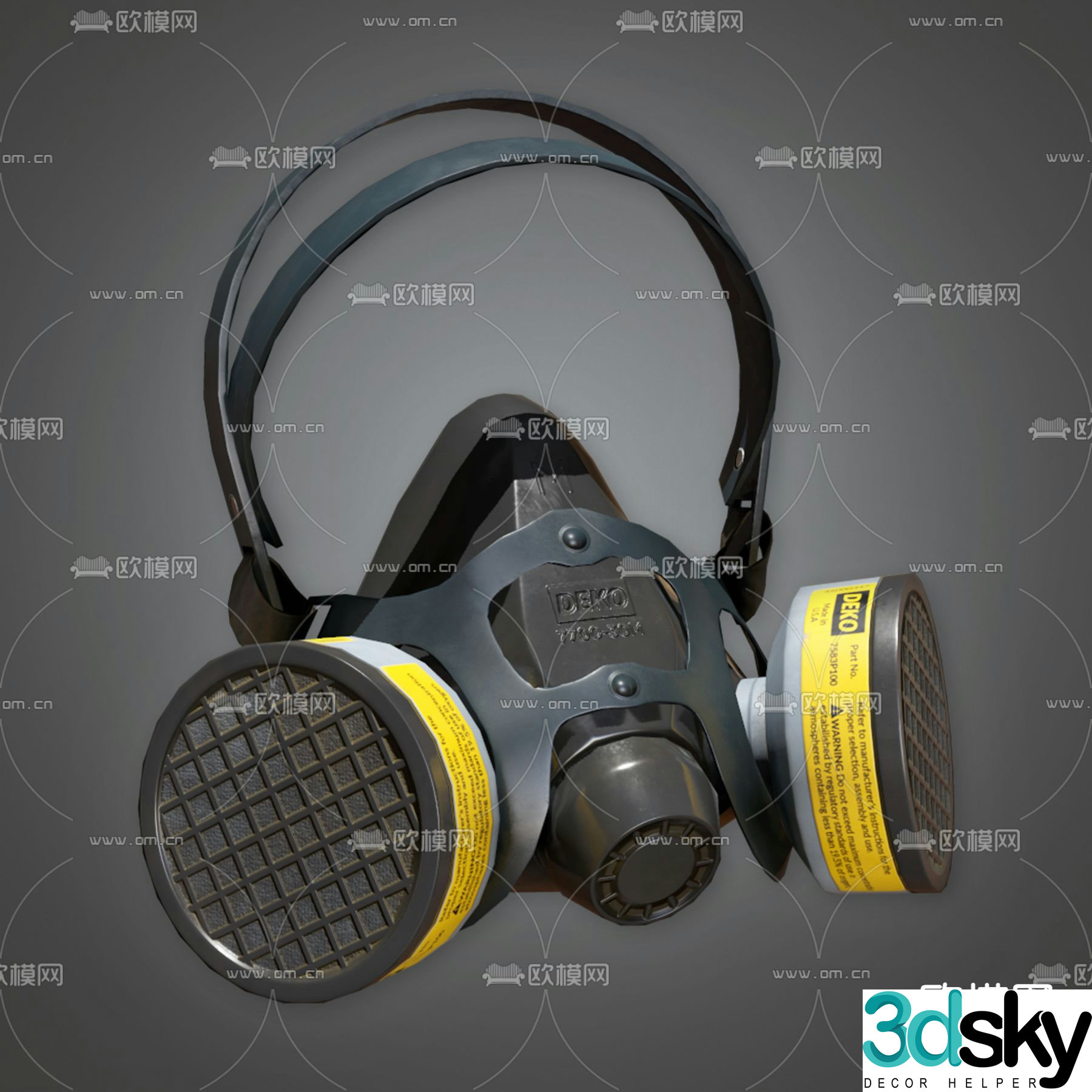 Industrial style gas mask 3d model