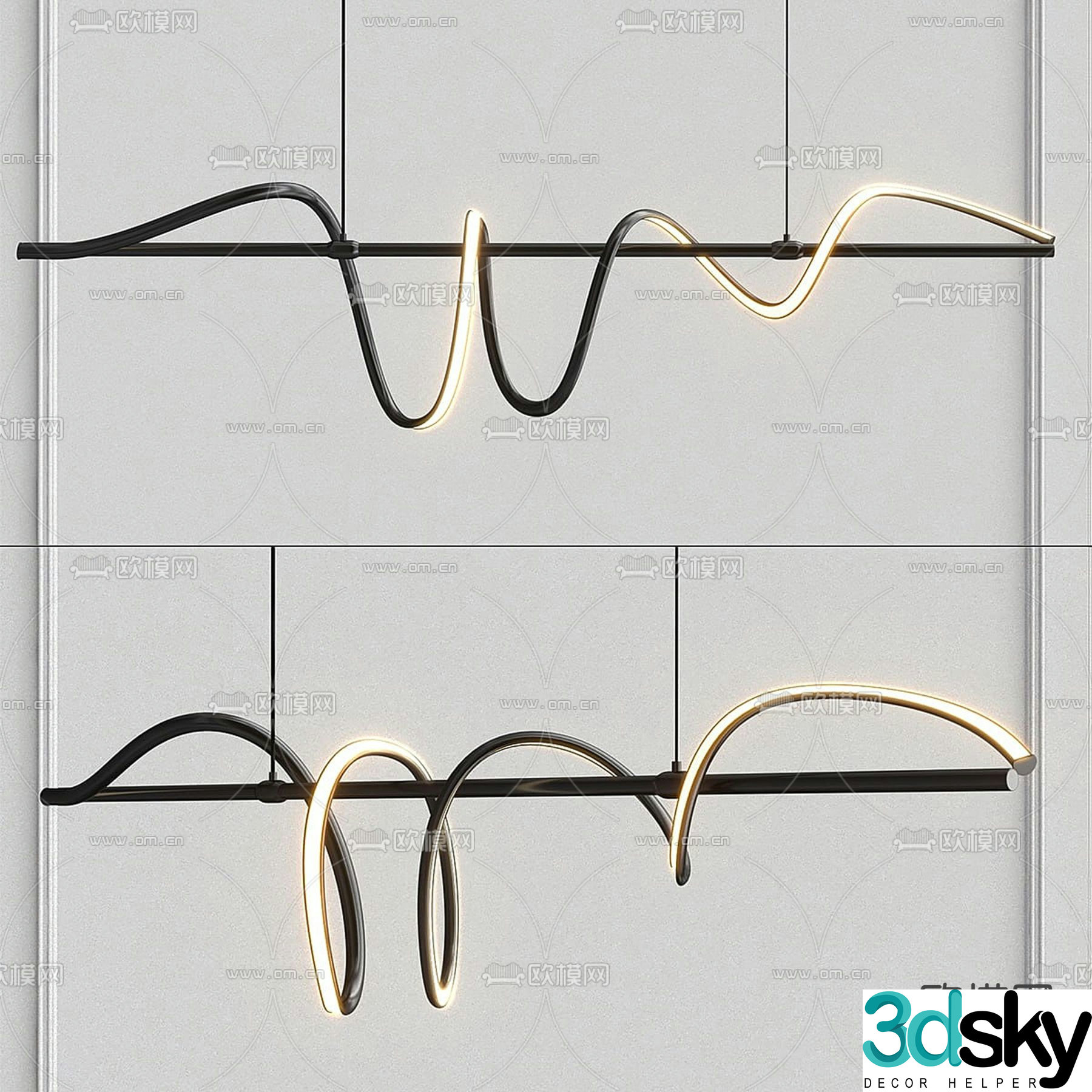 One-line chandelier art chandelier 3d model