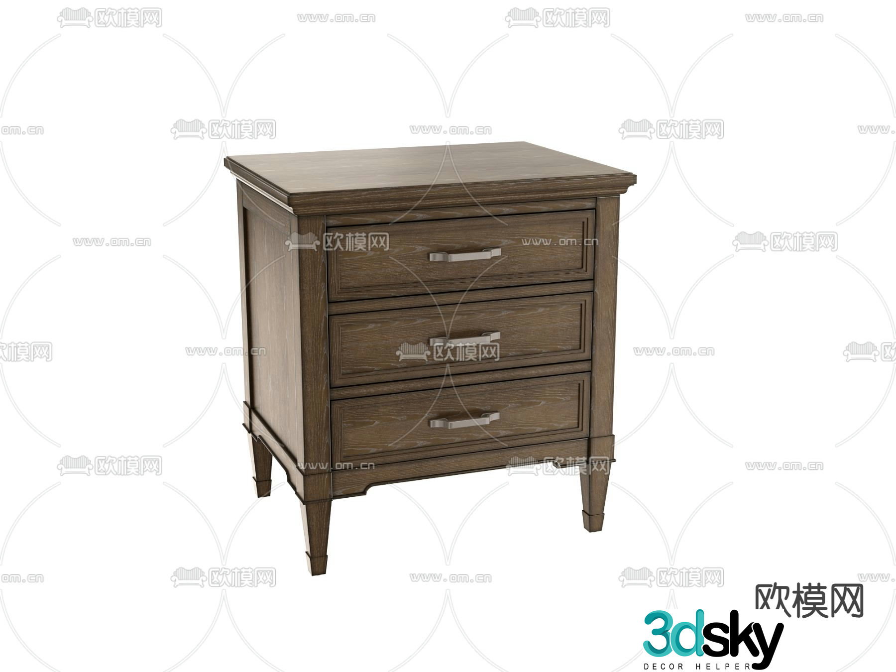 American bedside table 3d model