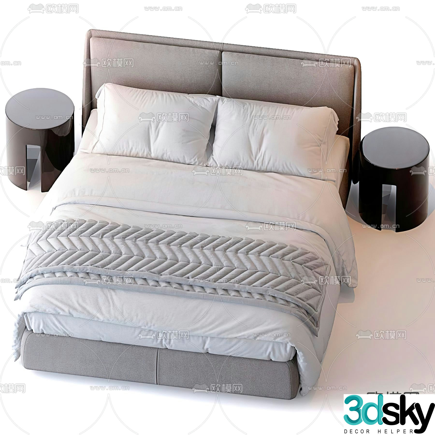 Modern double bed 3d model