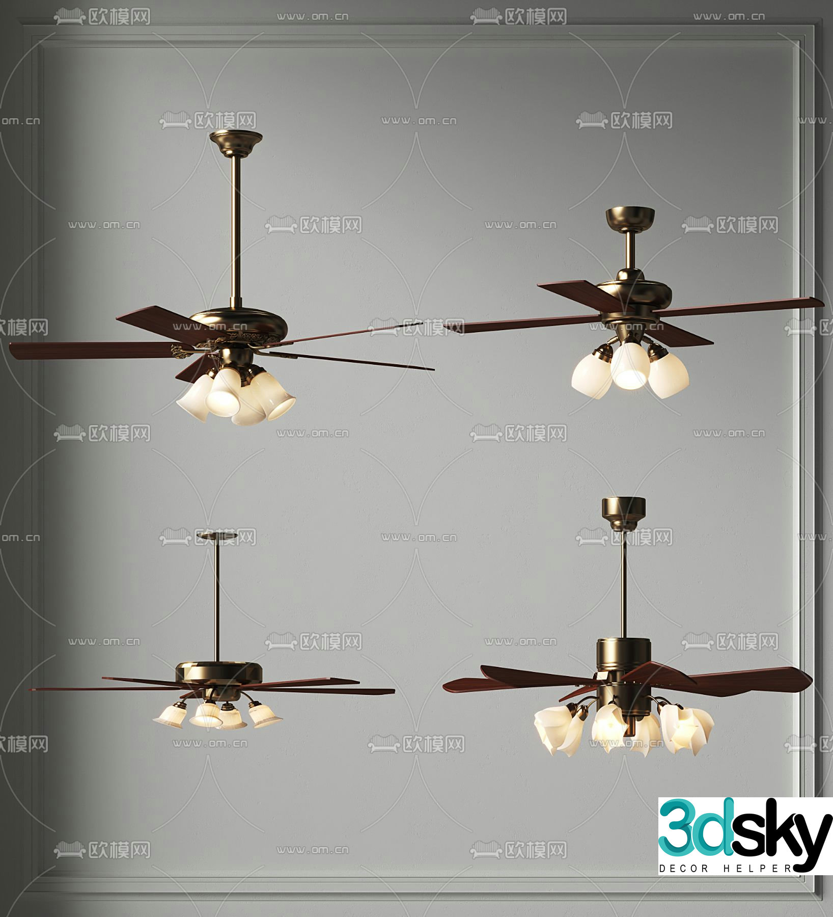 American ceiling fan light fan light 3d model