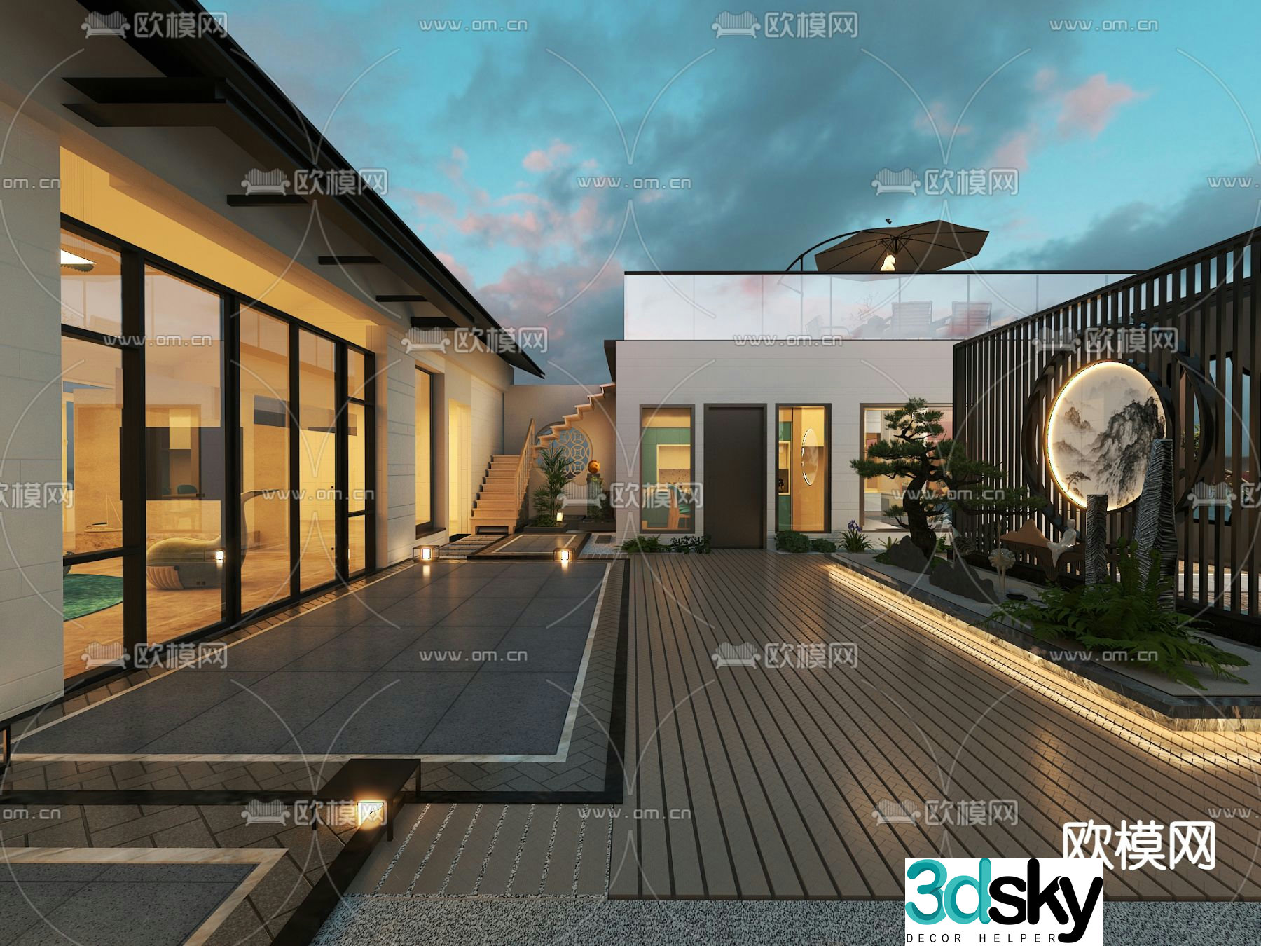 Villa courtyard garden 3d model