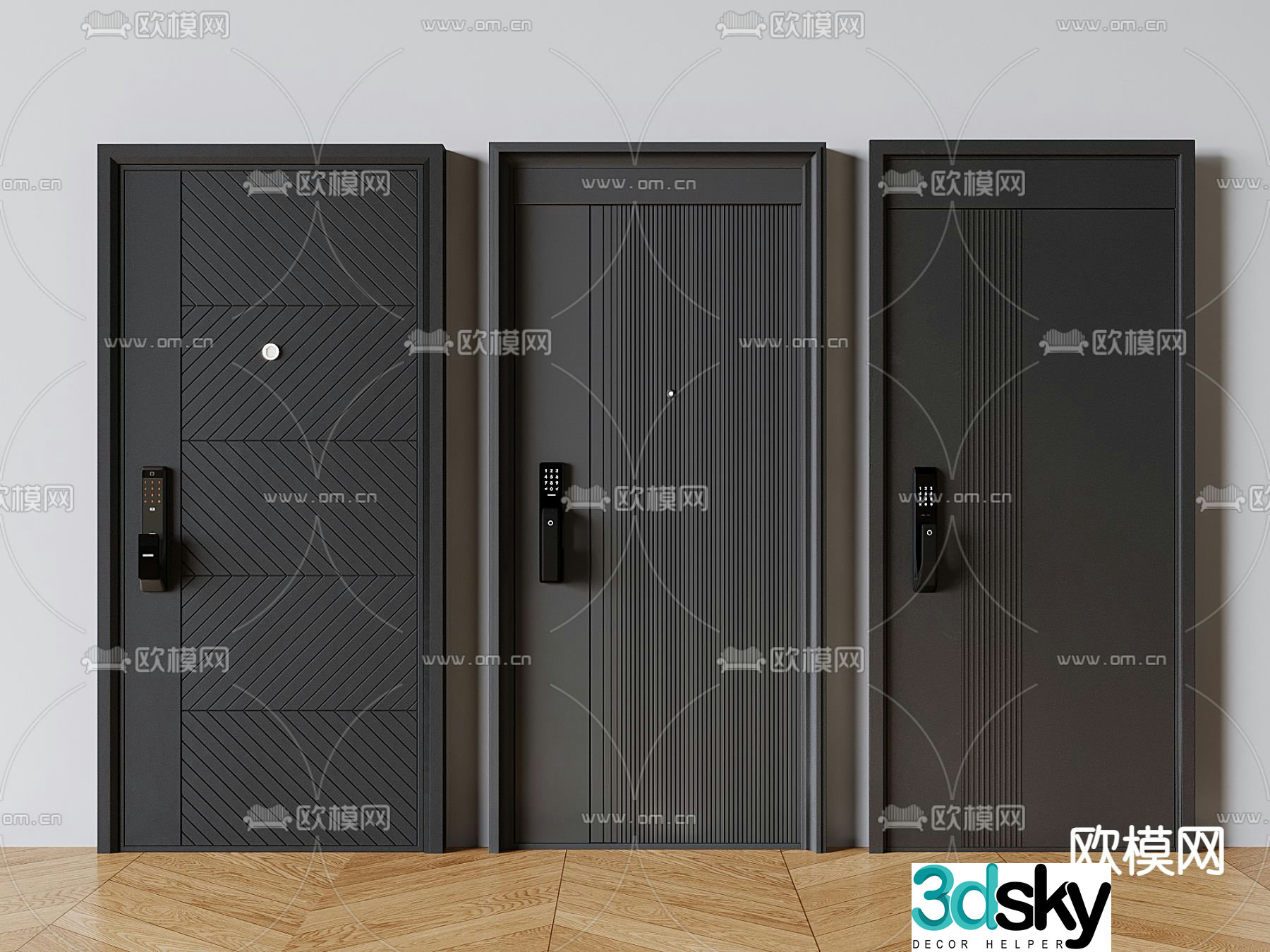 Modern entry door smart door 3D model
