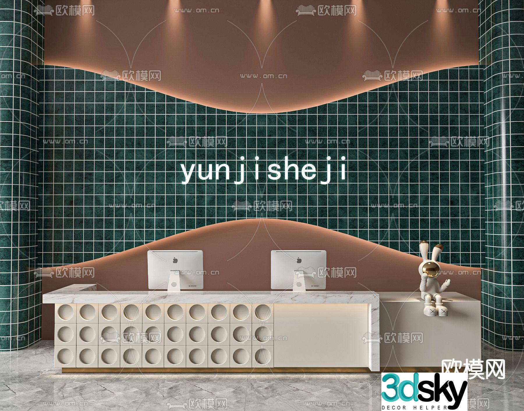 Lobby reception desk 3d model