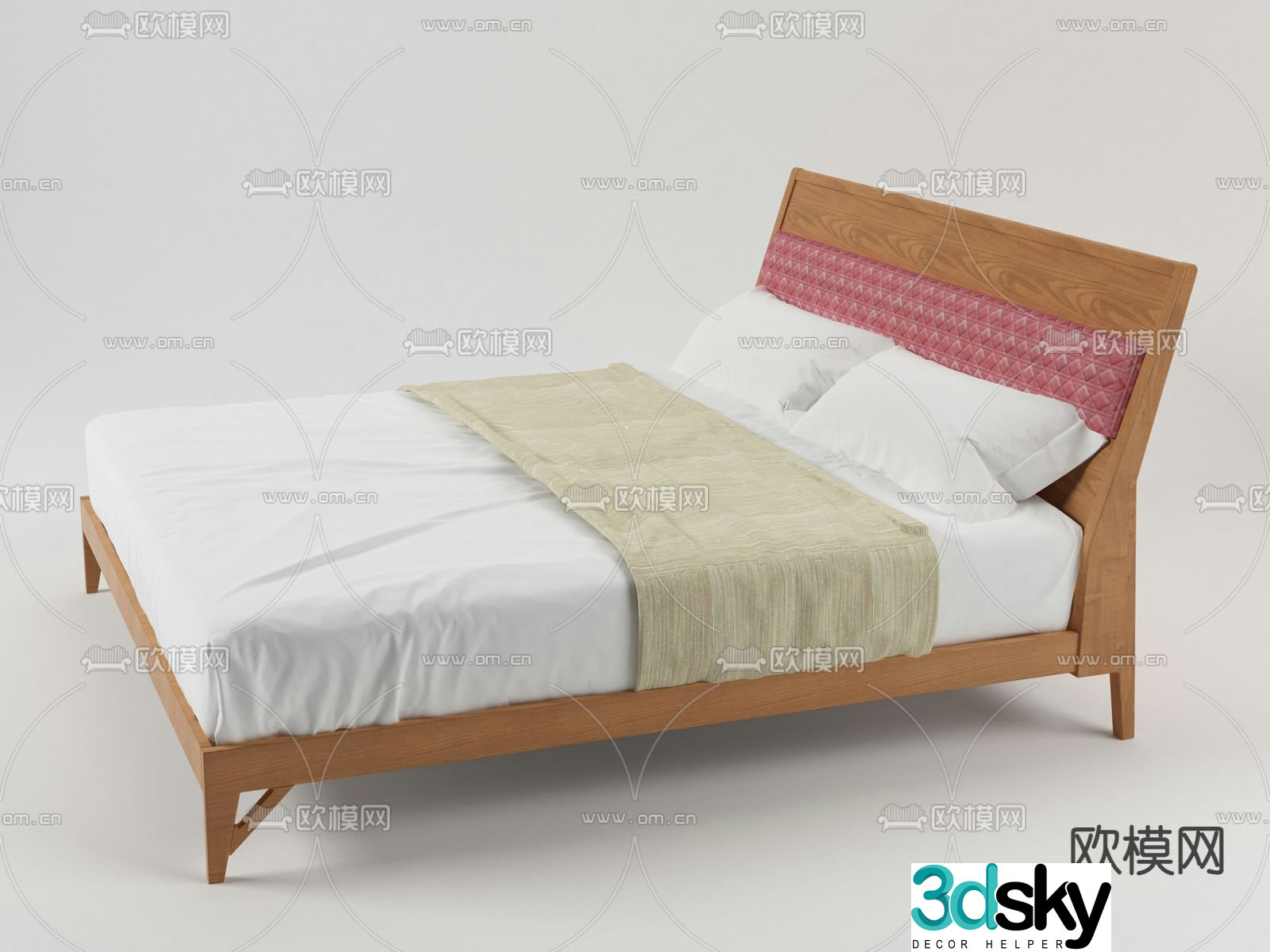 Modern double bed 3d model
