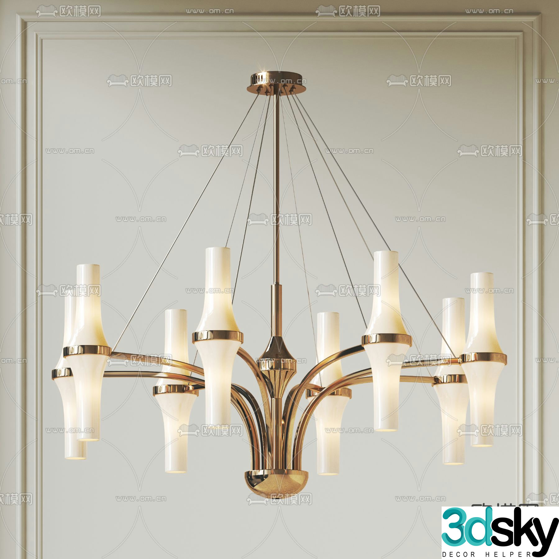 French art chandelier metal chandelier 3d model