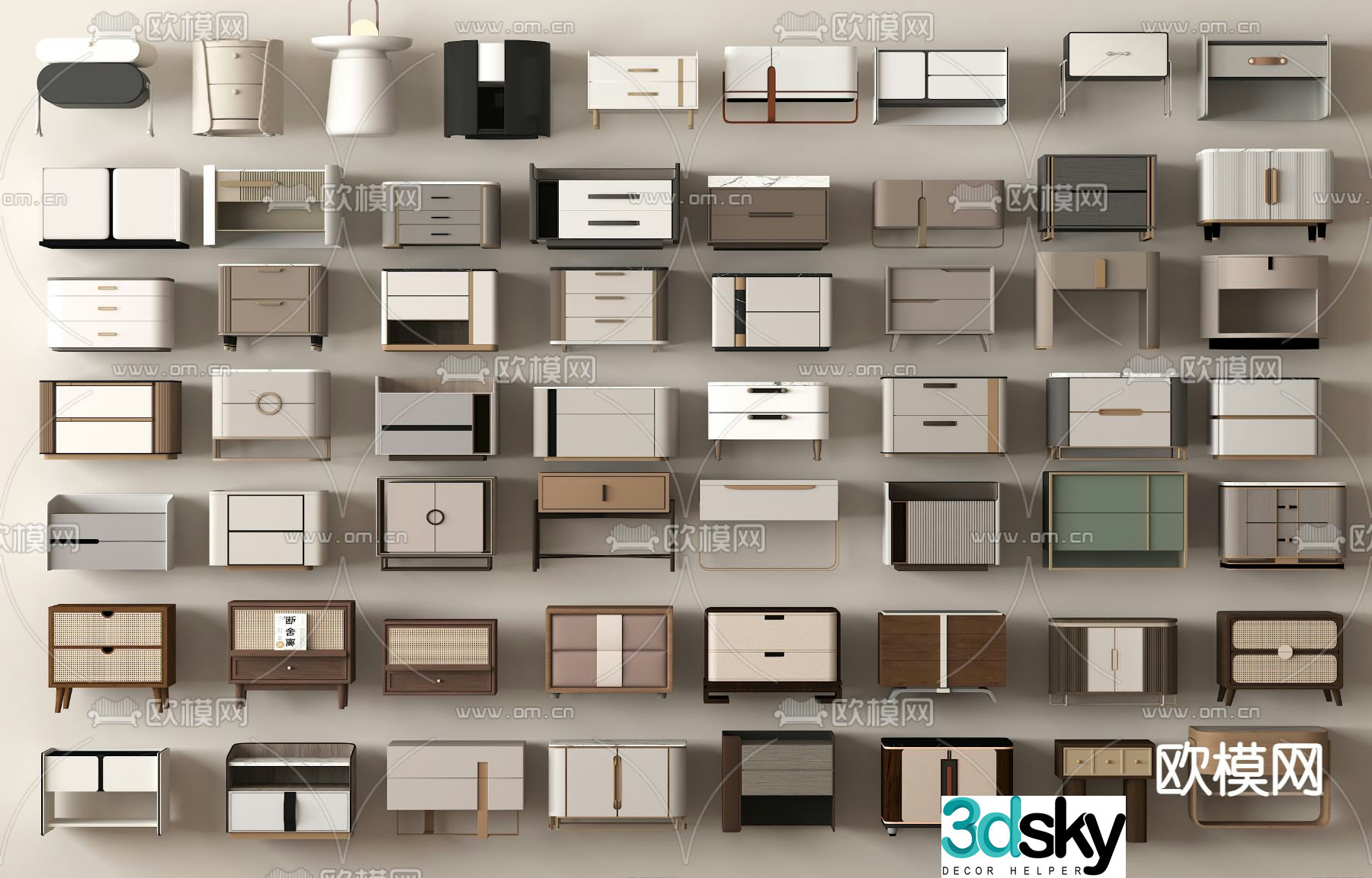 Modern bedside table 3d model