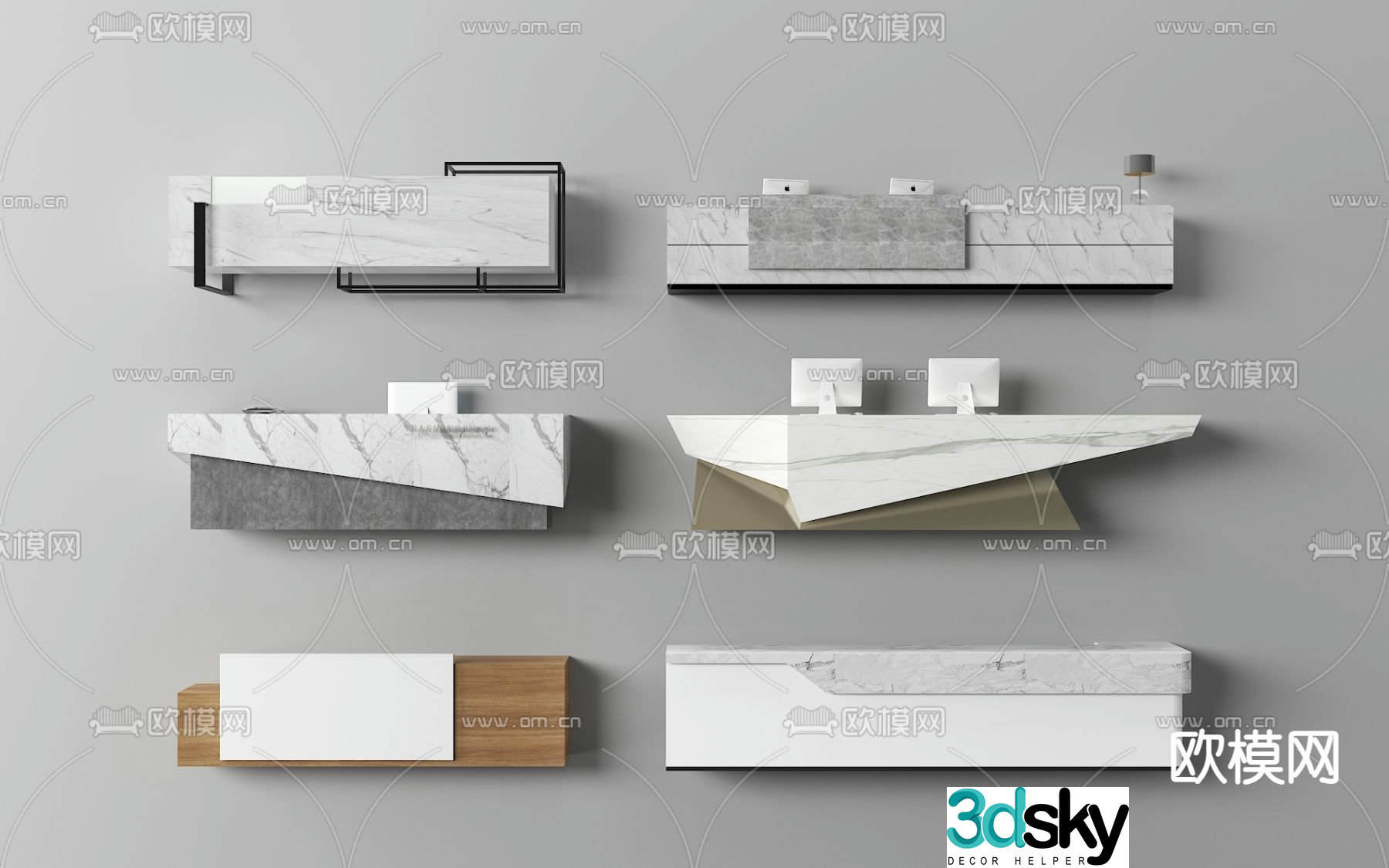 Front desk reception desk service desk 3d model