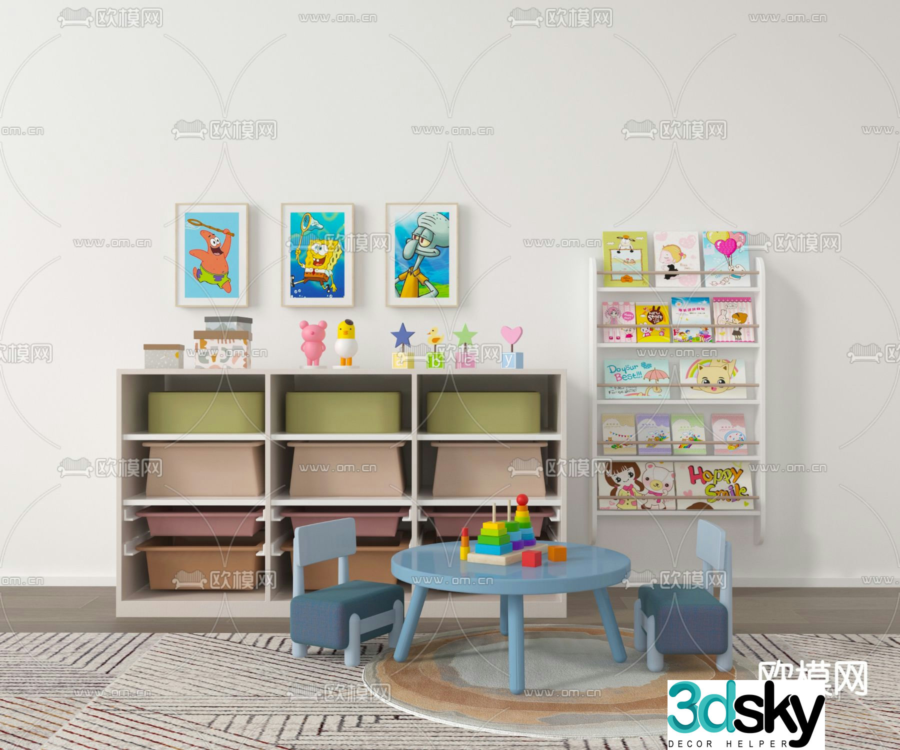 Nordic storage cabinet toy cabinet 3d model