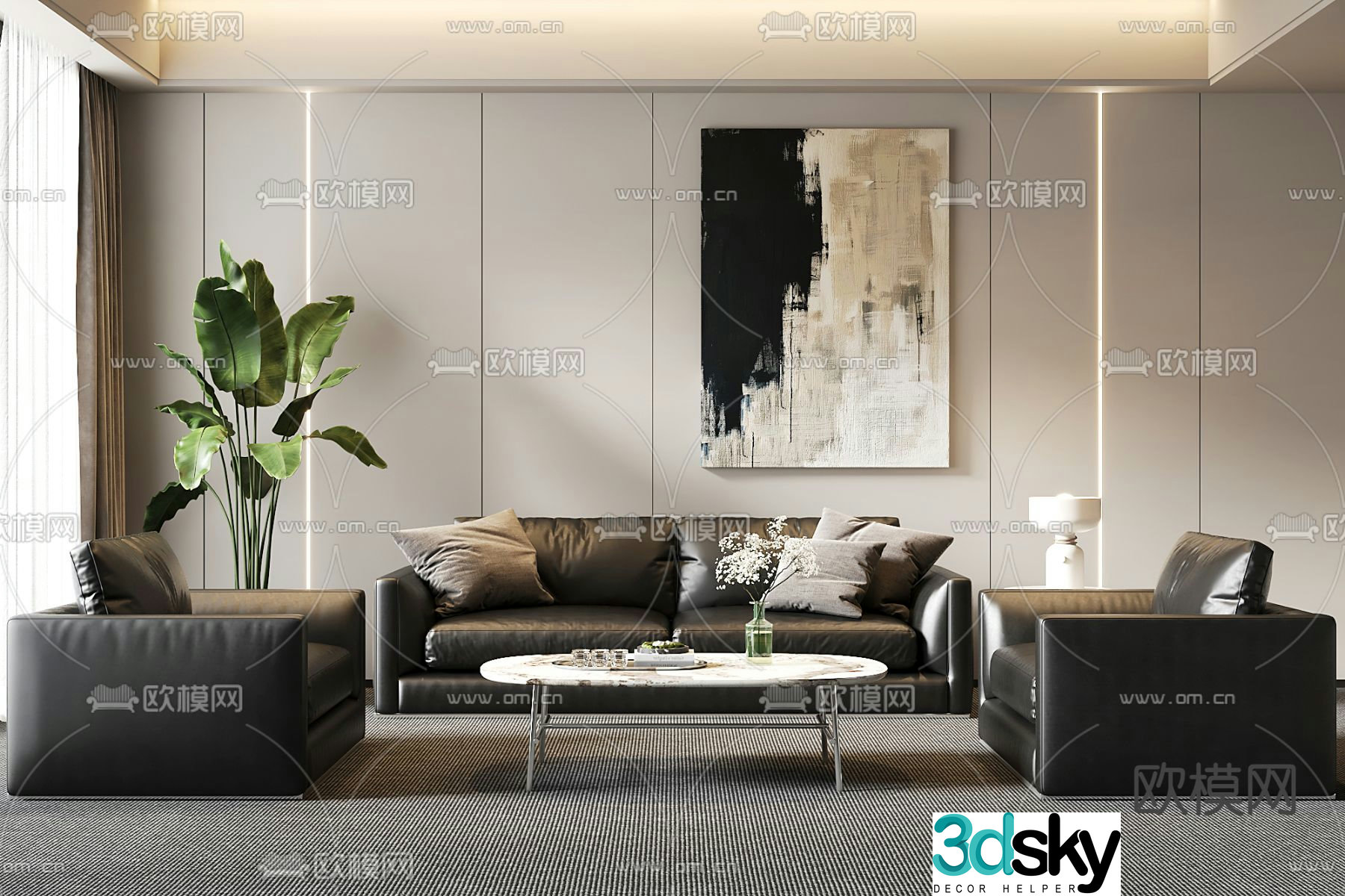 Office sofa modular sofa 3d model